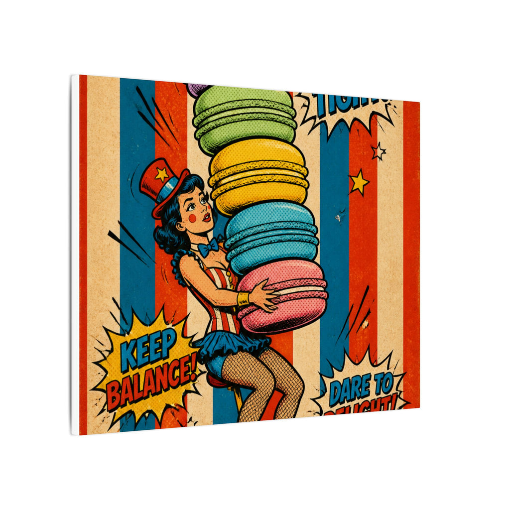 Macaron Balancing Tower Wall Art Canvas 24×36 Pop Art Restaurant Decor Maximalist Print