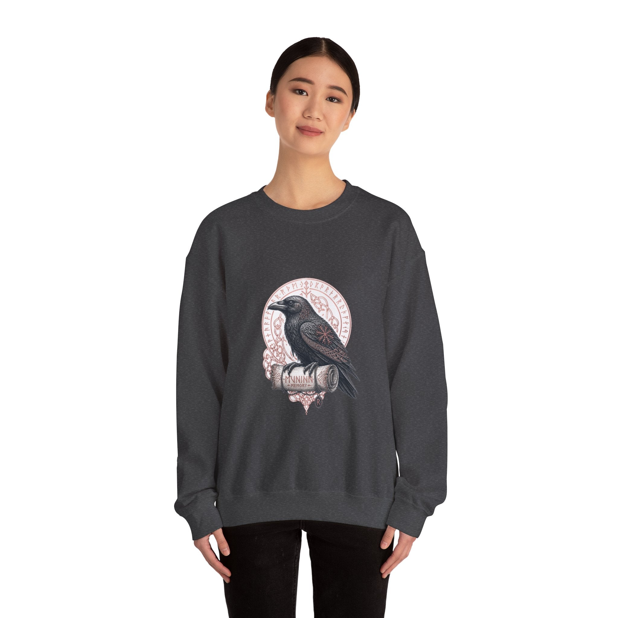 Matching Couple Sweatshirt - Huginn & Muninn Matching Couple Comfort Colors Crew Hand-Drawn Art His Hers Anniversary Gift - Design B
