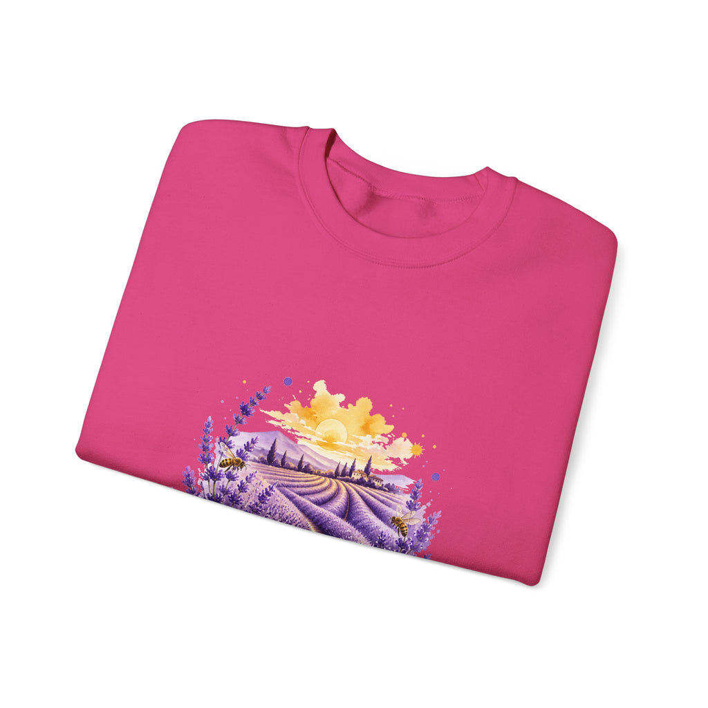 Matching Couple Sweatshirt - Lavender Fields & Canyon Matching Couple Premium Fleece Sweatshirt Watercolor Art His Hers Birthday Gift - Design A