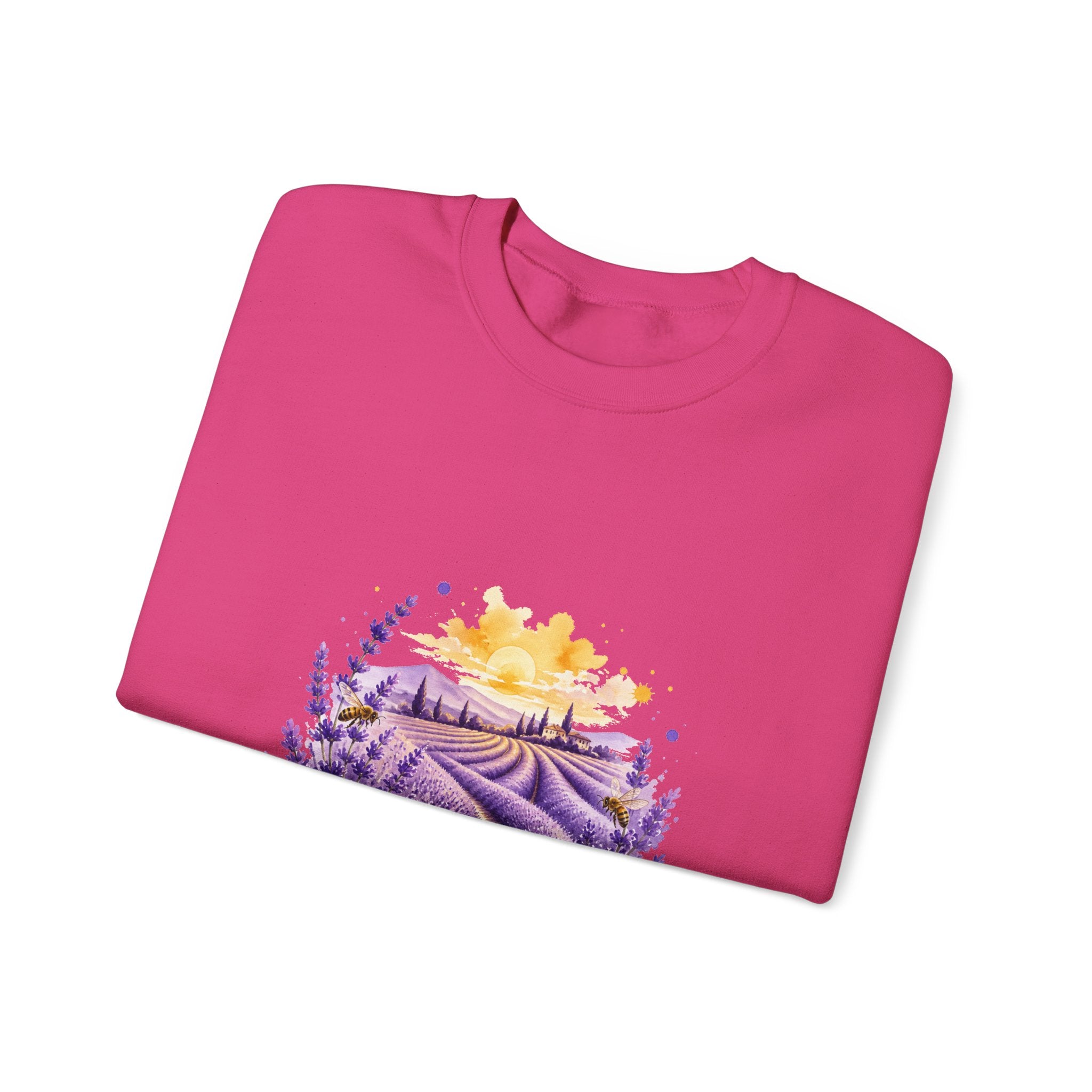 Matching Couple Sweatshirt - Lavender Fields & Canyon Matching Couple Premium Fleece Sweatshirt Watercolor Art His Hers Birthday Gift - Design A
