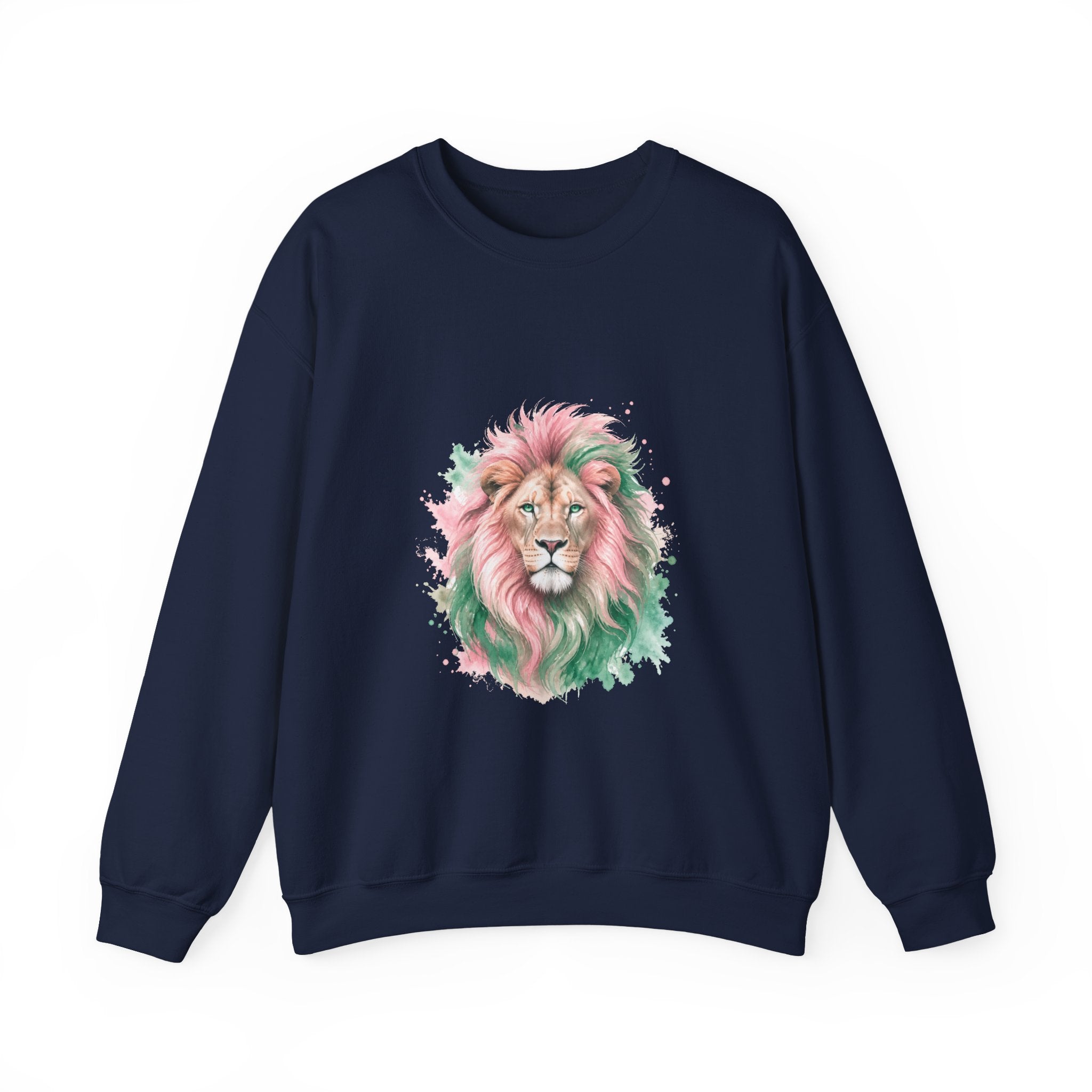 Matching Couple Sweatshirt - Lion & Lamb Matching Couple Premium Fleece Sweatshirt Watercolor Art His Hers Birthday Gift - Design A