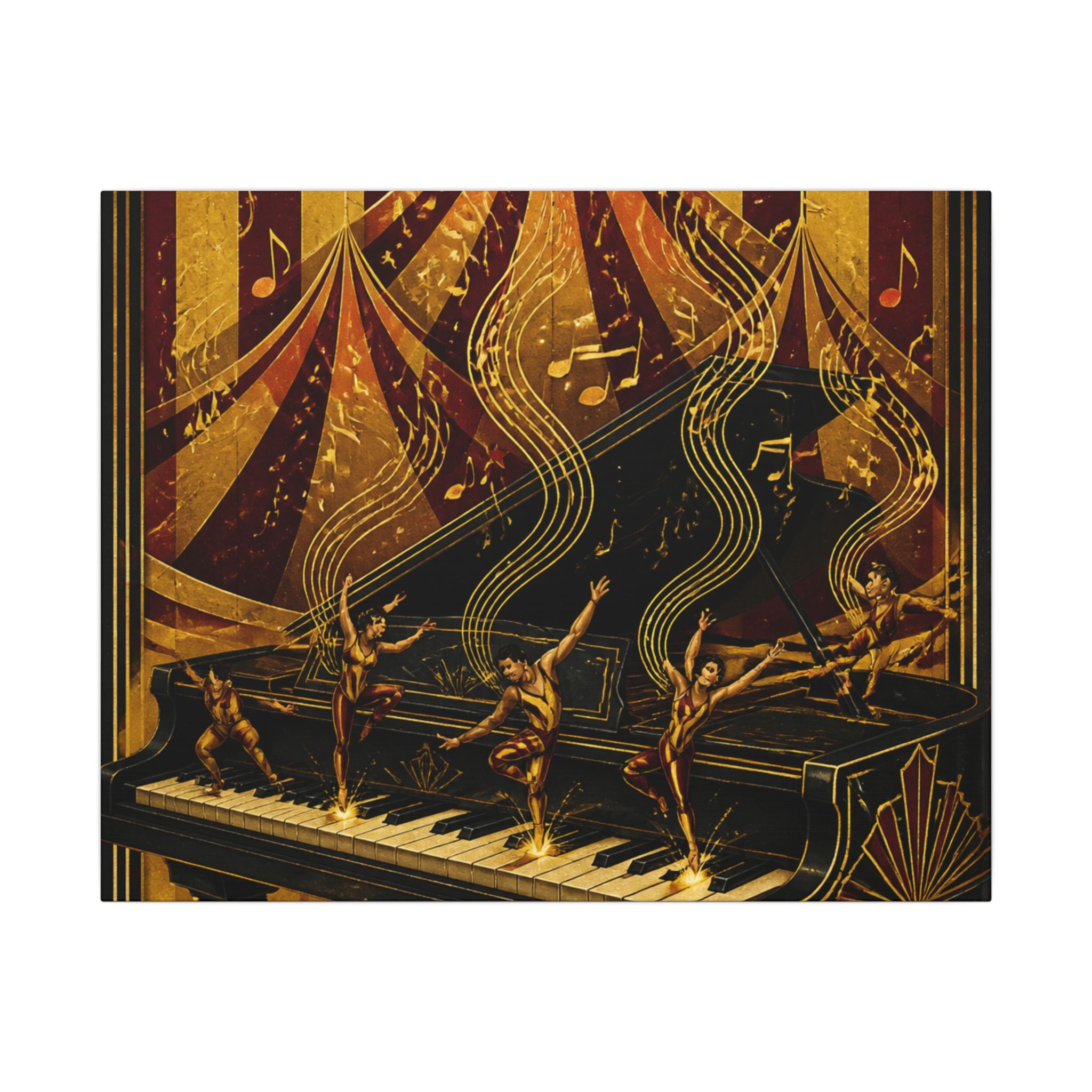 Grand Piano Acrobats Wall Art Canvas 24×36 Art Deco Bar Area Decor Maximalist Print