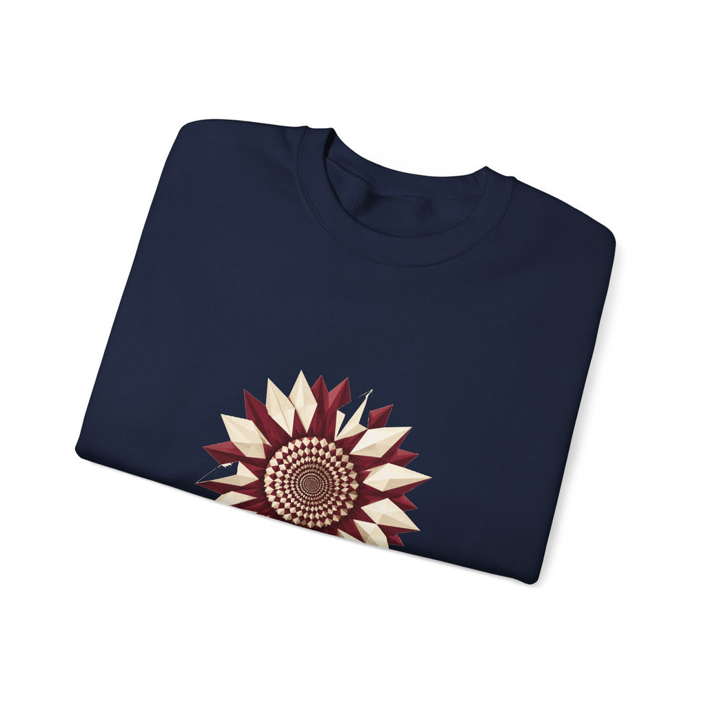 Matching Couple Sweatshirt - Sunflower & Moonflower Matching Couple Premium Fleece Sweatshirt Geometric Art His Hers Love Gift - Design A