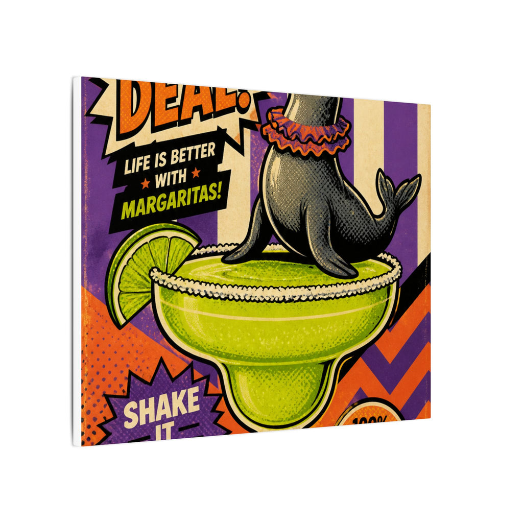 Margarita Balancing Seal Wall Art Canvas 24×36 Pop Art Restaurant Decor Maximalist Print