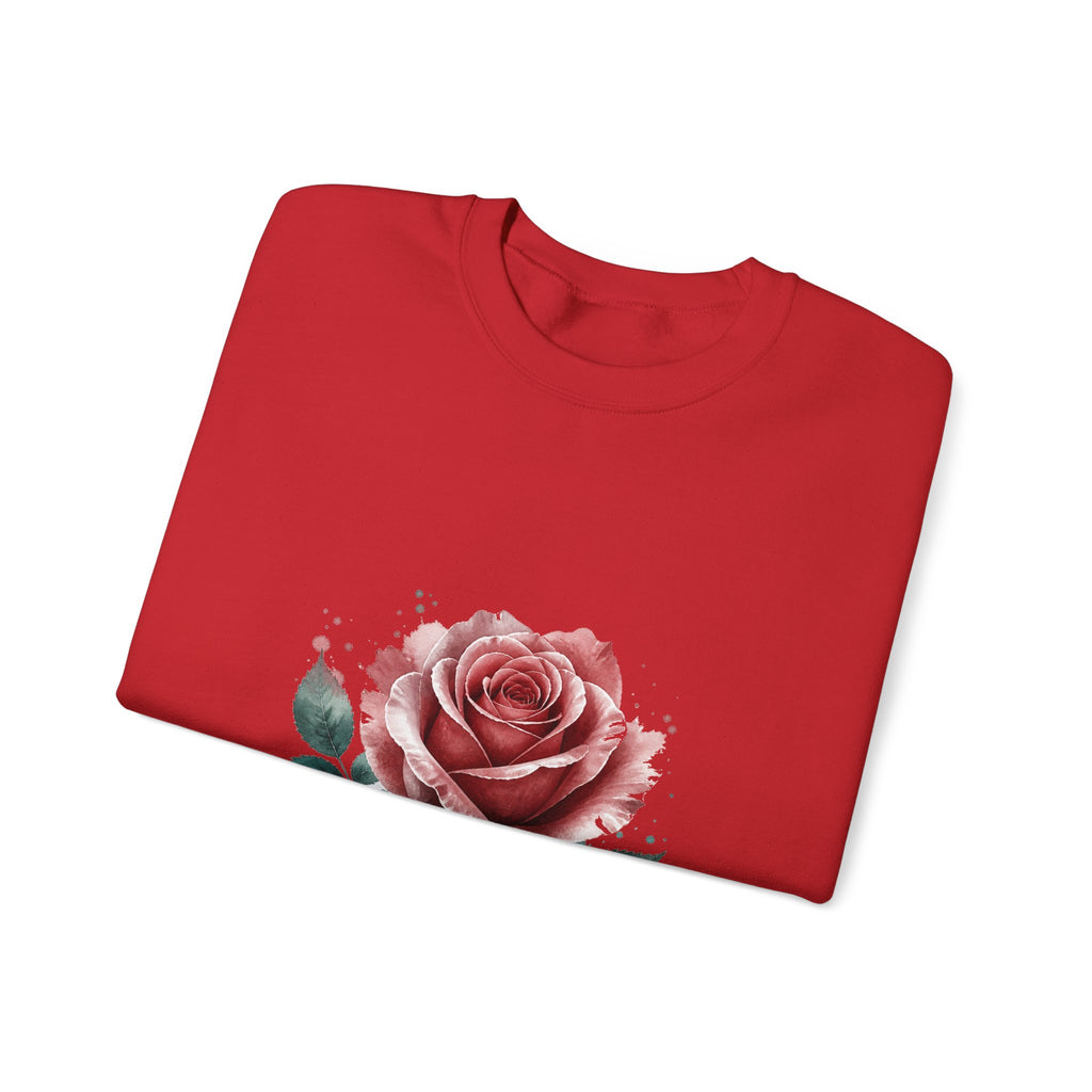 Matching Couple Sweatshirt - Rose & Thorn Matching Couple Crewneck Sweatshirt Watercolor Art His Hers Engagement Gift - Design A