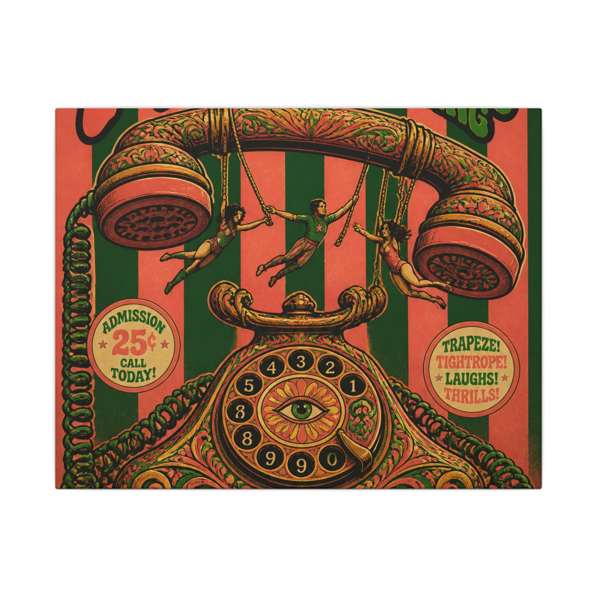 Vintage Telephone Booth Wall Art Canvas 24×36 Psychedelic Dining Room Decor Maximalist Print