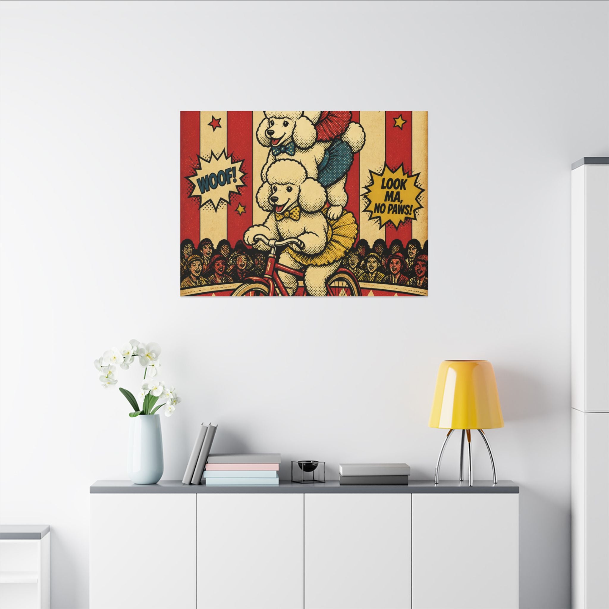 Poodle Stack Bicycle Wall Art Canvas 16×20 Pop Art Living Room Decor Maximalist Print