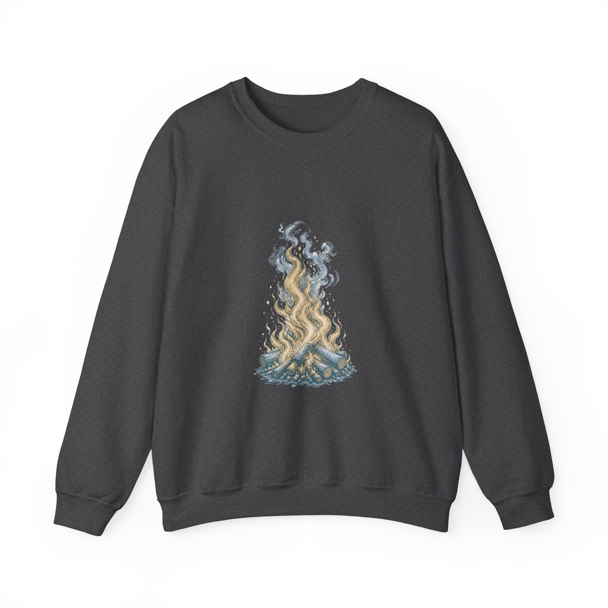 Matching Couple Sweatshirt - Wildfire & Waterfall Matching Couple Crewneck Sweatshirt Vintage Art His Hers Wedding Gift - Design A