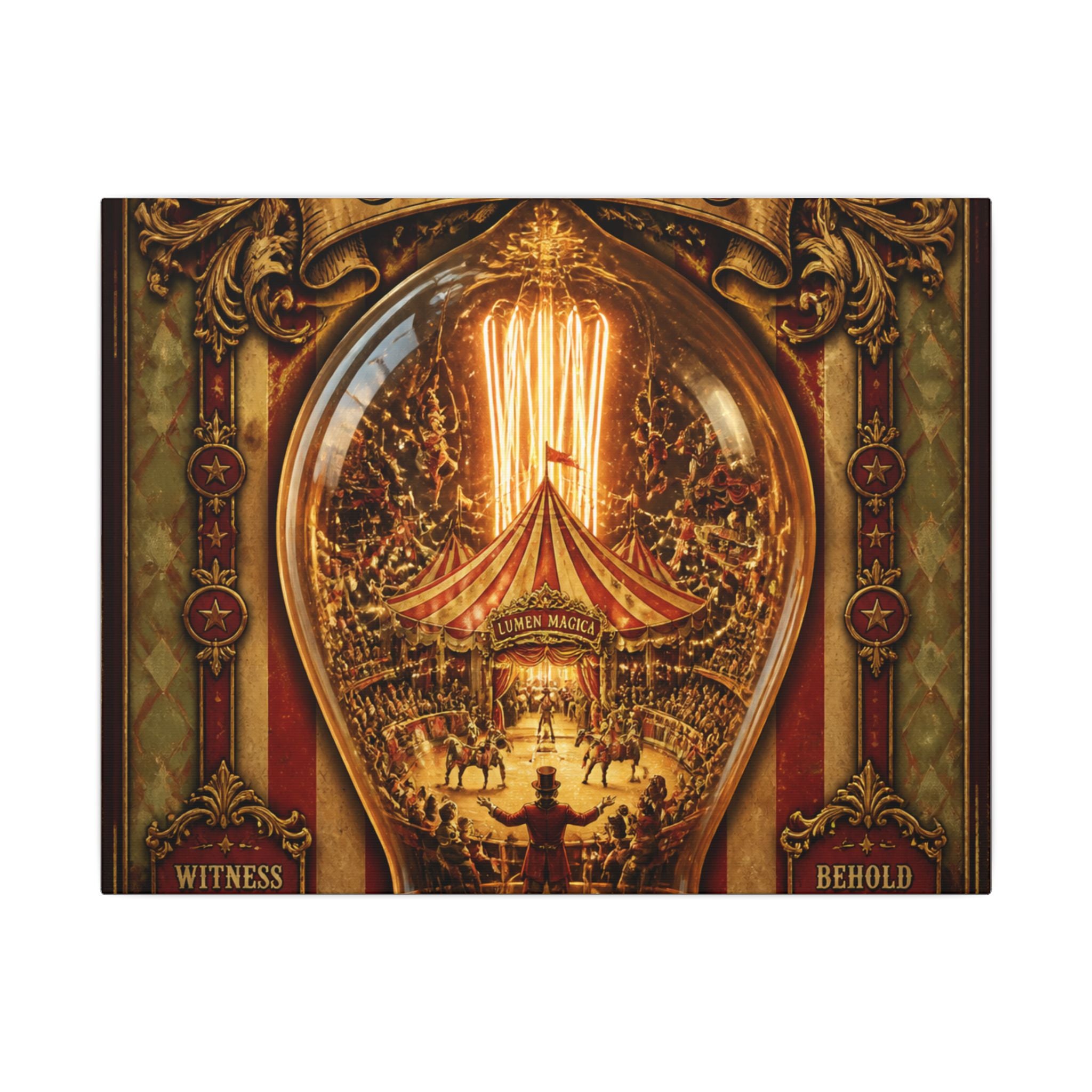Light Bulb Circus Wall Art Canvas 16×20 Baroque Home Office Decor Maximalist Print