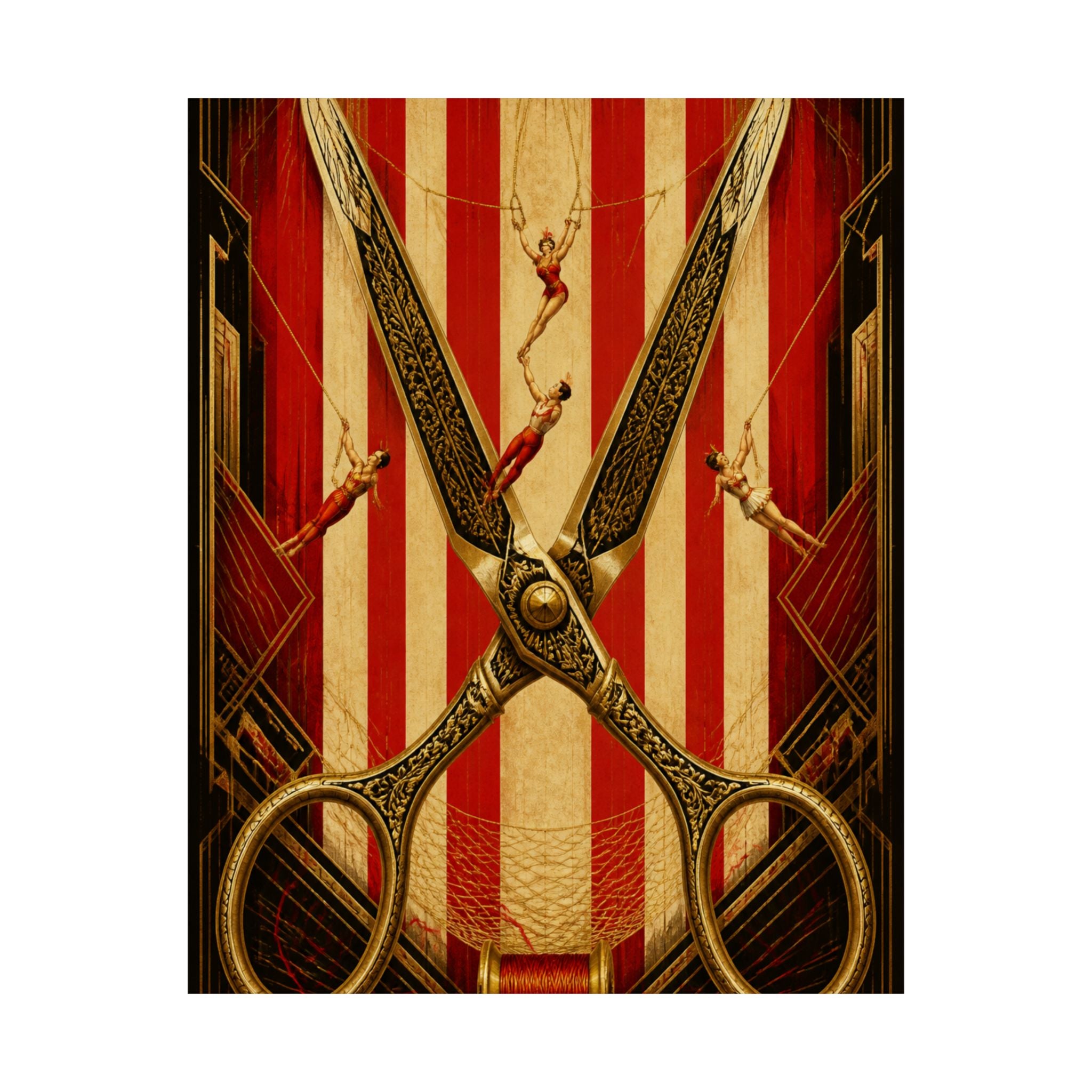 Giant Scissors Trapeze Wall Art Poster 18×24 Art Deco Entryway Decor Maximalist Print