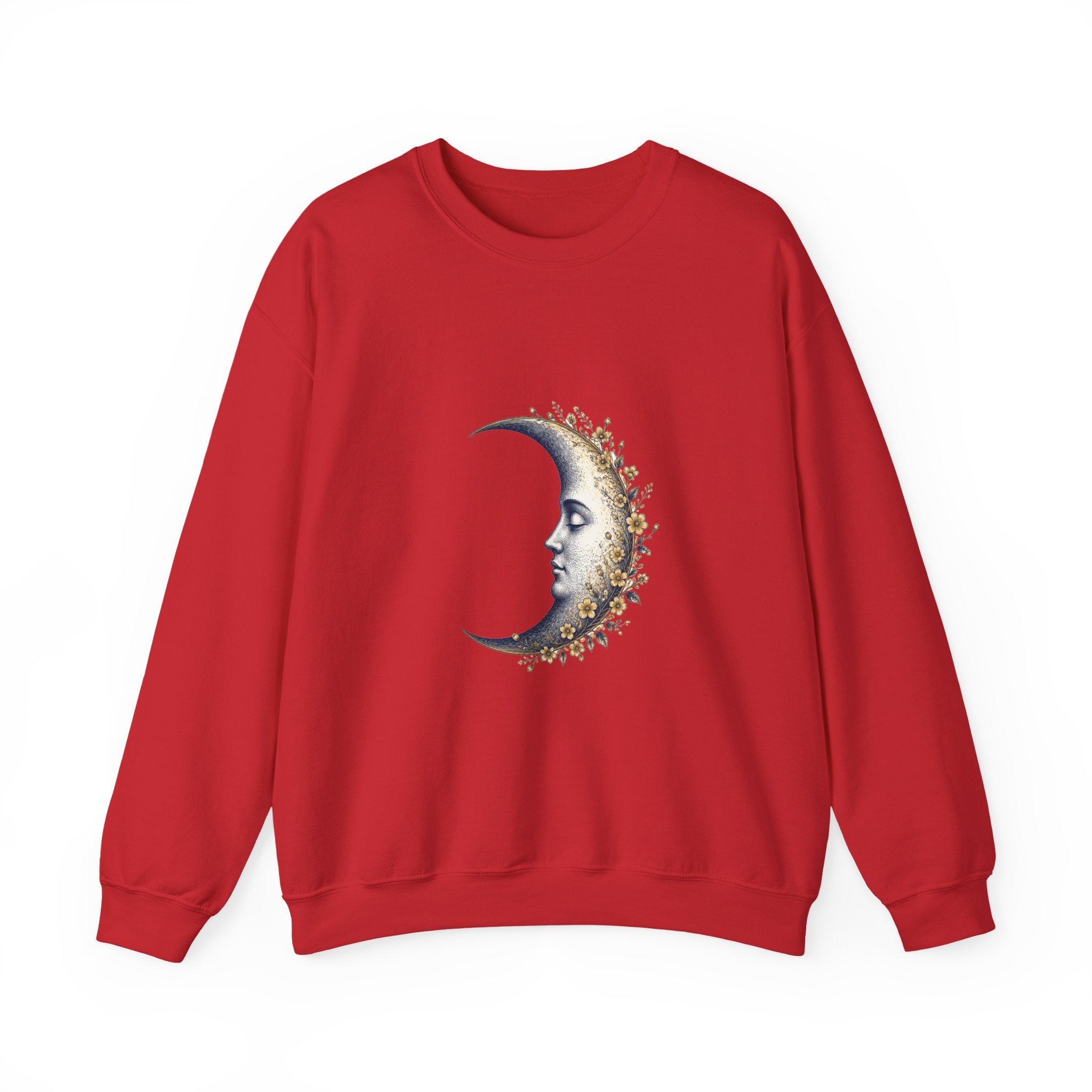 Matching Couple Sweatshirt - Waxing & Waning Moon Matching Couple Premium Fleece Sweatshirt Vintage Art His Hers Honeymoon Gift - Design A