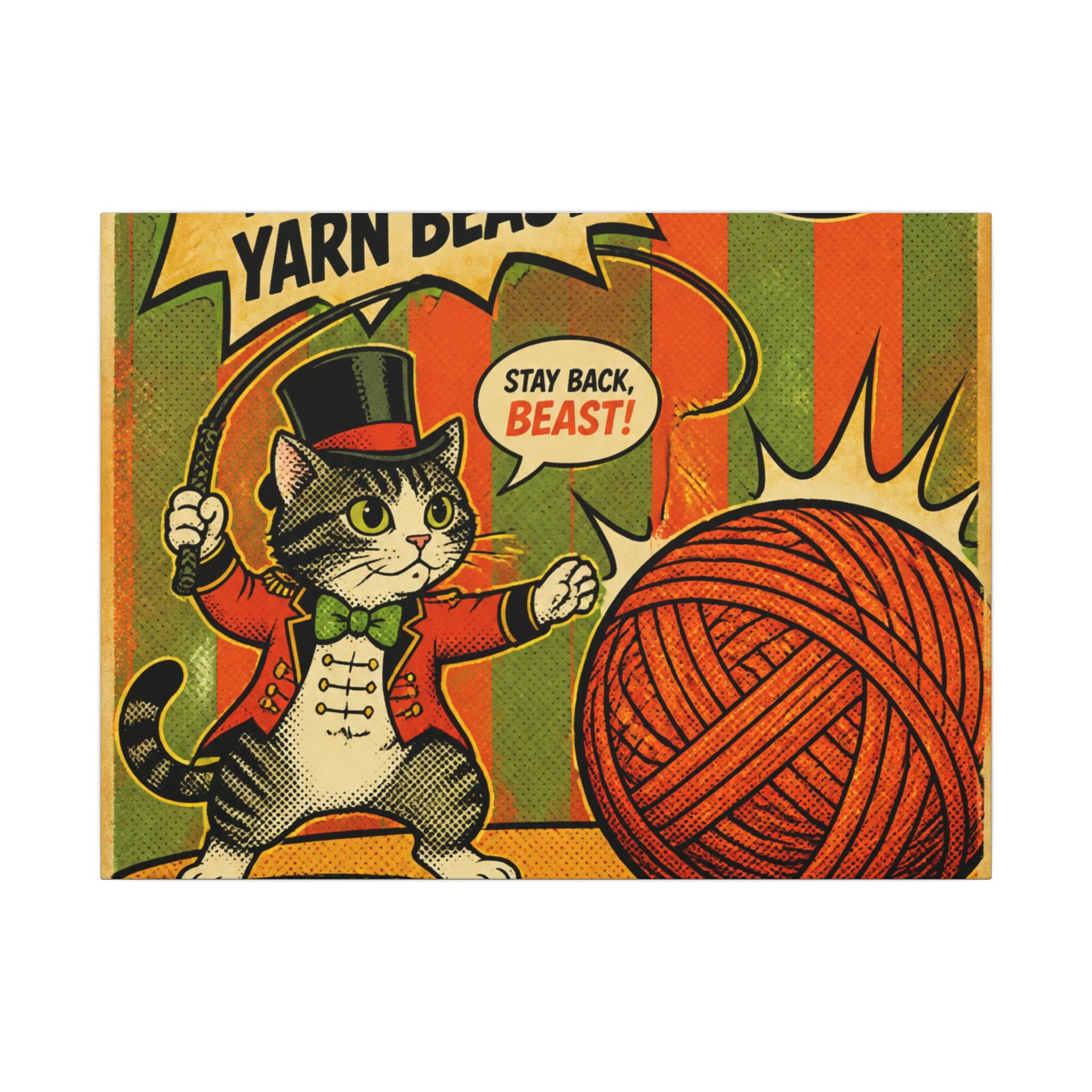 Cat Lion Tamer Wall Art Canvas 16×20 Pop Art Living Room Decor Maximalist Print