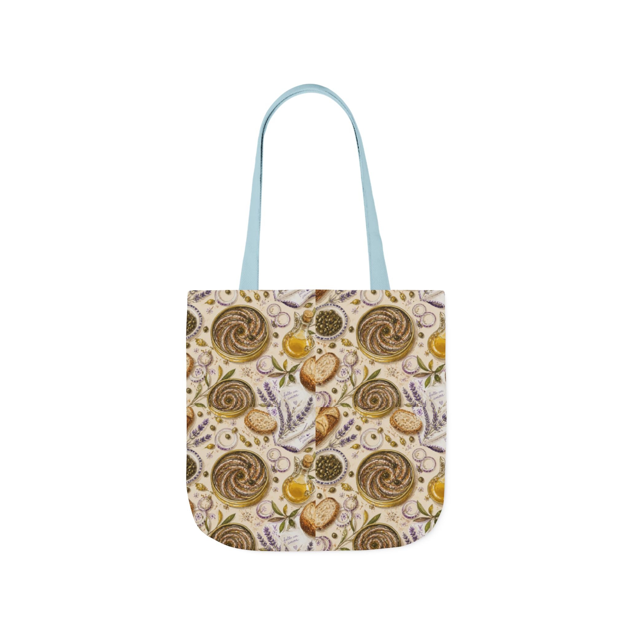 Anchovies & Capers Canvas Tote Bag Mediterranean Kitchen Watercolor Design Italian Cottagecore Gift