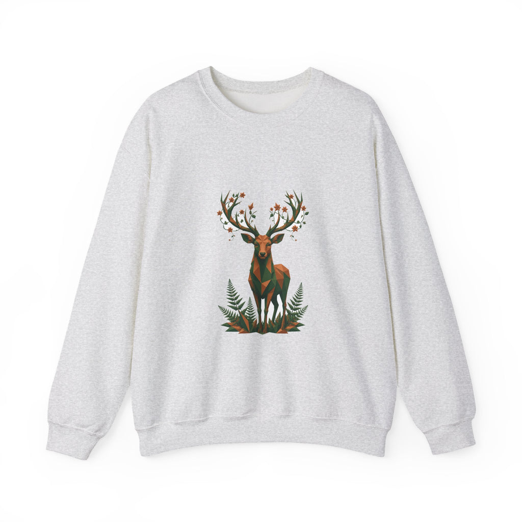 Matching Couple Sweatshirt - Bear & Deer Matching Couple Crewneck Sweatshirt Geometric Art His Hers Couple Gift - Design B