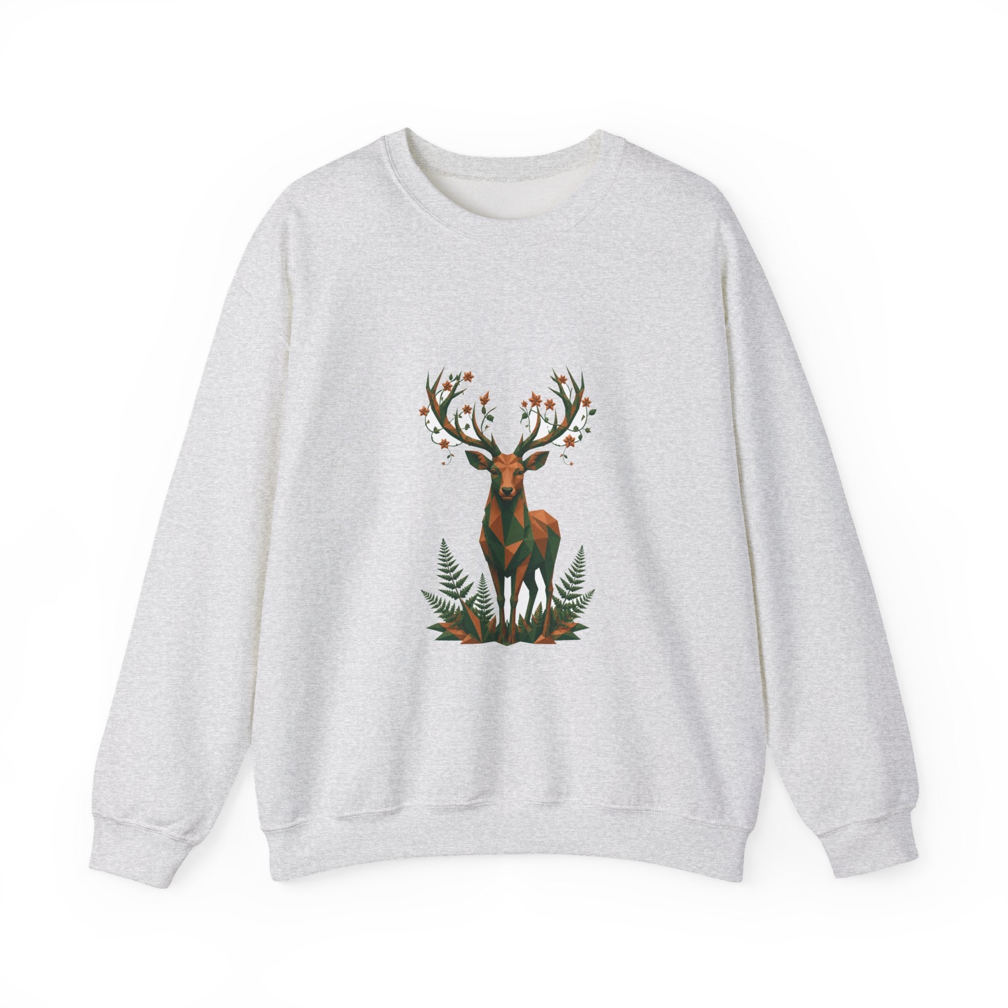 Matching Couple Sweatshirt - Bear & Deer Matching Couple Crewneck Sweatshirt Geometric Art His Hers Couple Gift - Design B