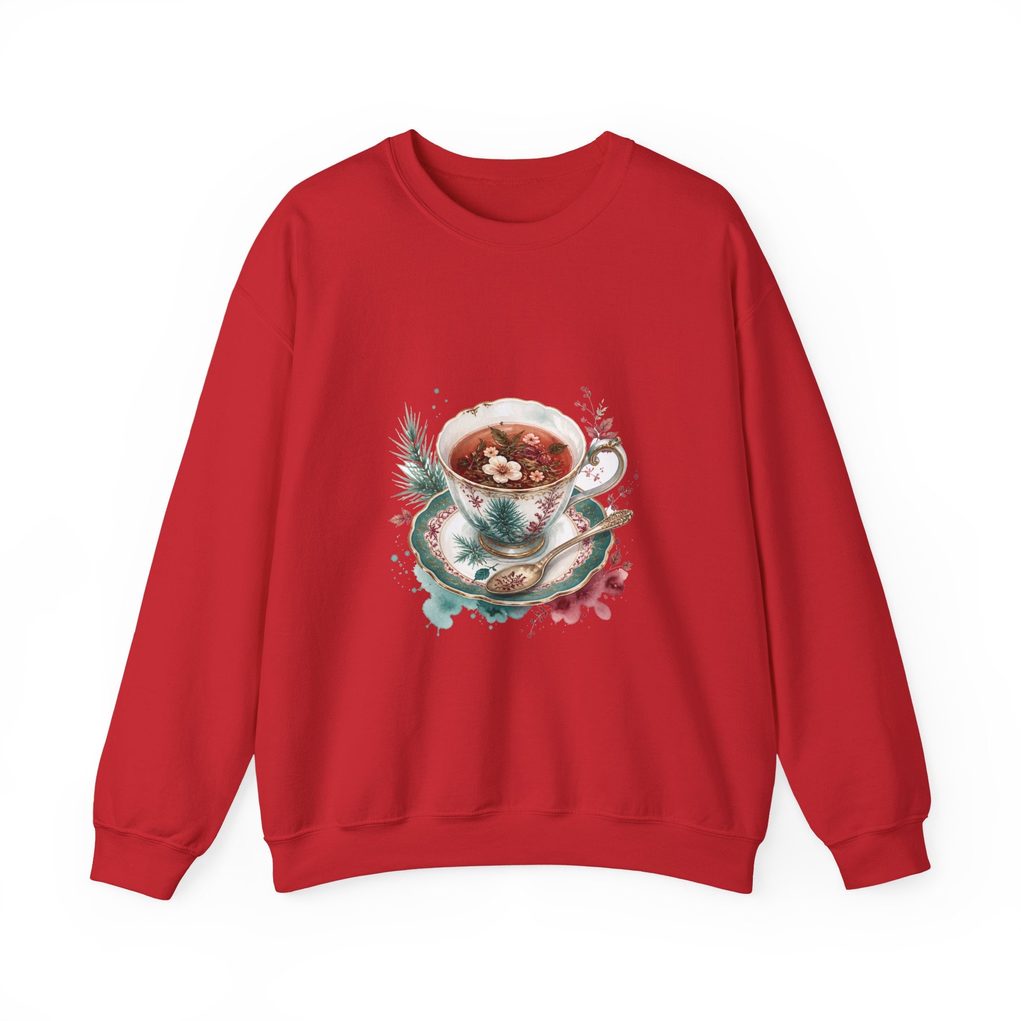 Matching Couple Sweatshirt - Coffee & Tea Matching Couple Comfort Colors Crew Watercolor Art His Hers Birthday Gift - Design B