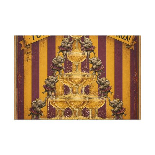 Champagne Tower Elephants Wall Art Canvas 24×36 Vintage Circus Bedroom Decor Maximalist Print