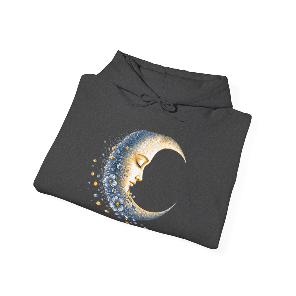 Matching Couple Sweatshirt - Waxing & Waning Moon Matching Couple Hooded Sweatshirt Hand-Drawn Art His Hers Best Friend Gift - Design B