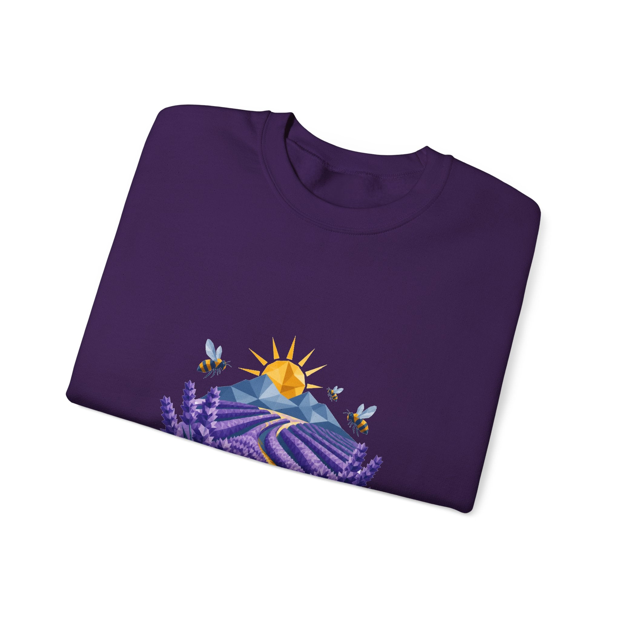Matching Couple Sweatshirt - Lavender Fields & Canyon Matching Couple Premium Fleece Sweatshirt Geometric Art His Hers Love Gift - Design A