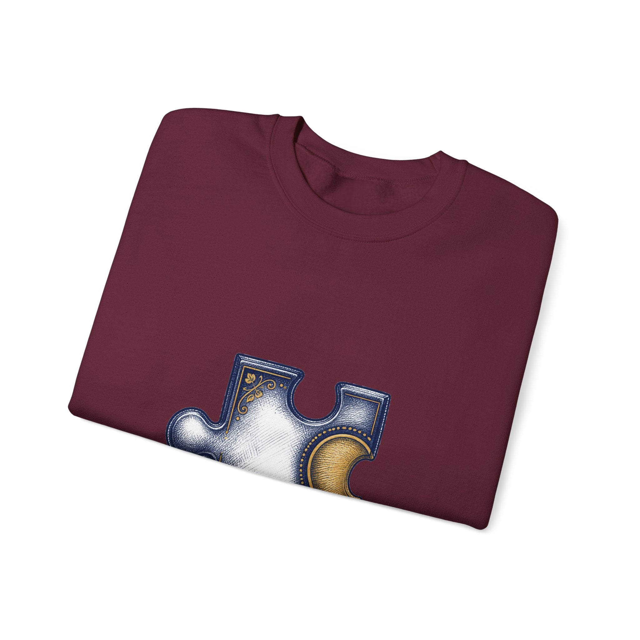 Matching Couple Sweatshirt - Puzzle Pieces Matching Couple Premium Fleece Sweatshirt Hand-Drawn Art His Hers Anniversary Gift - Design A