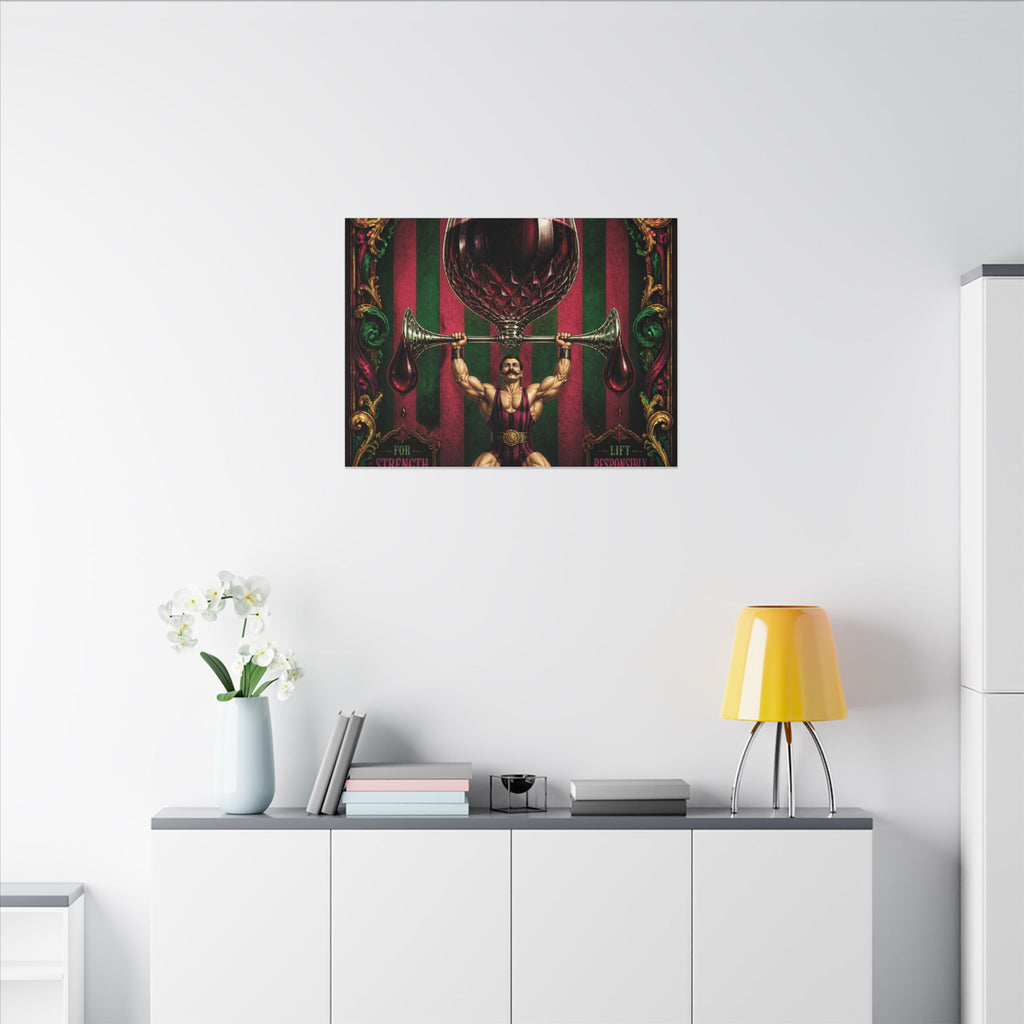 Wine Glass Strongman Wall Art Canvas 16×20 Baroque Home Office Decor Maximalist Print