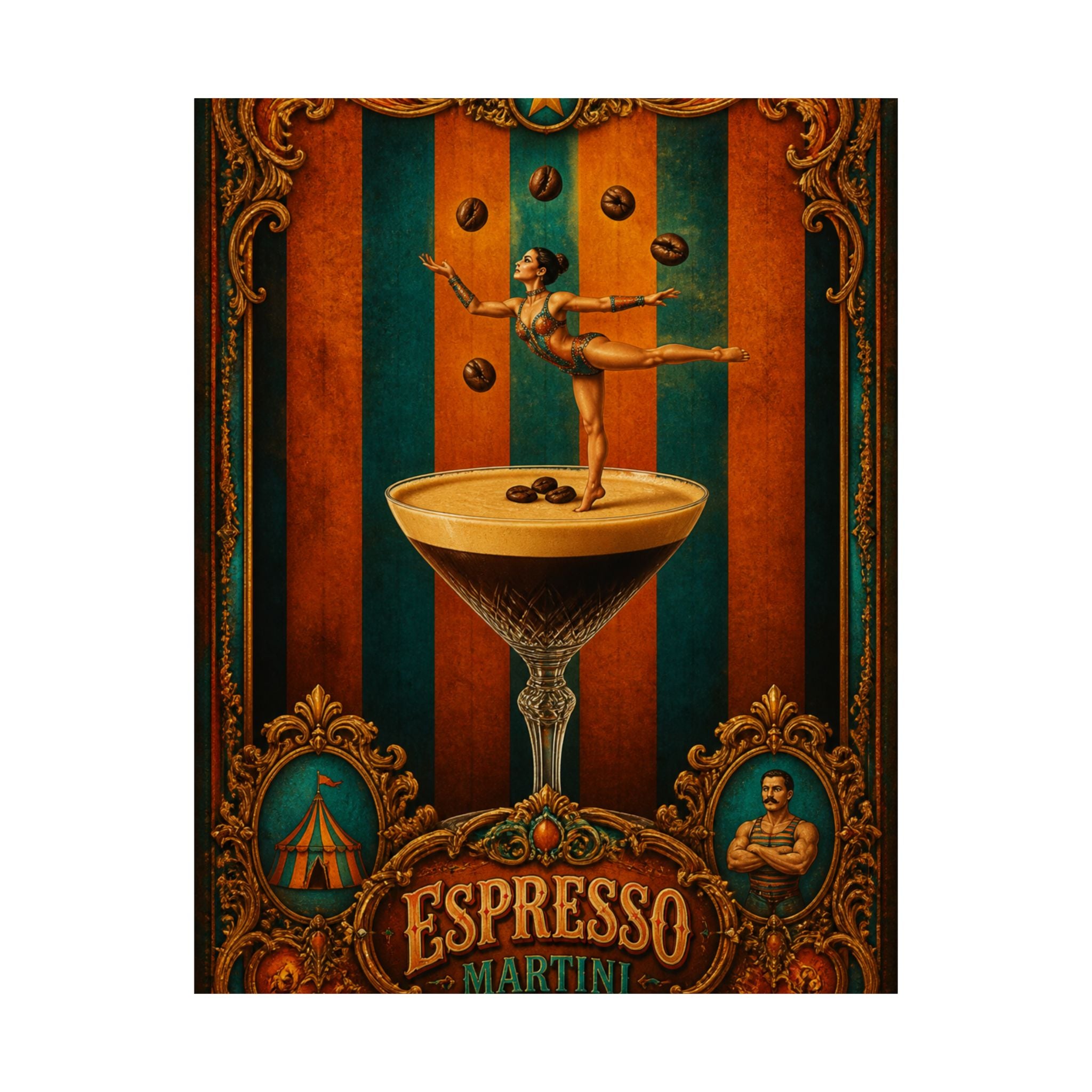 Espresso Martini Acrobat Wall Art Poster 24×36 Baroque Studio Decor Maximalist Print