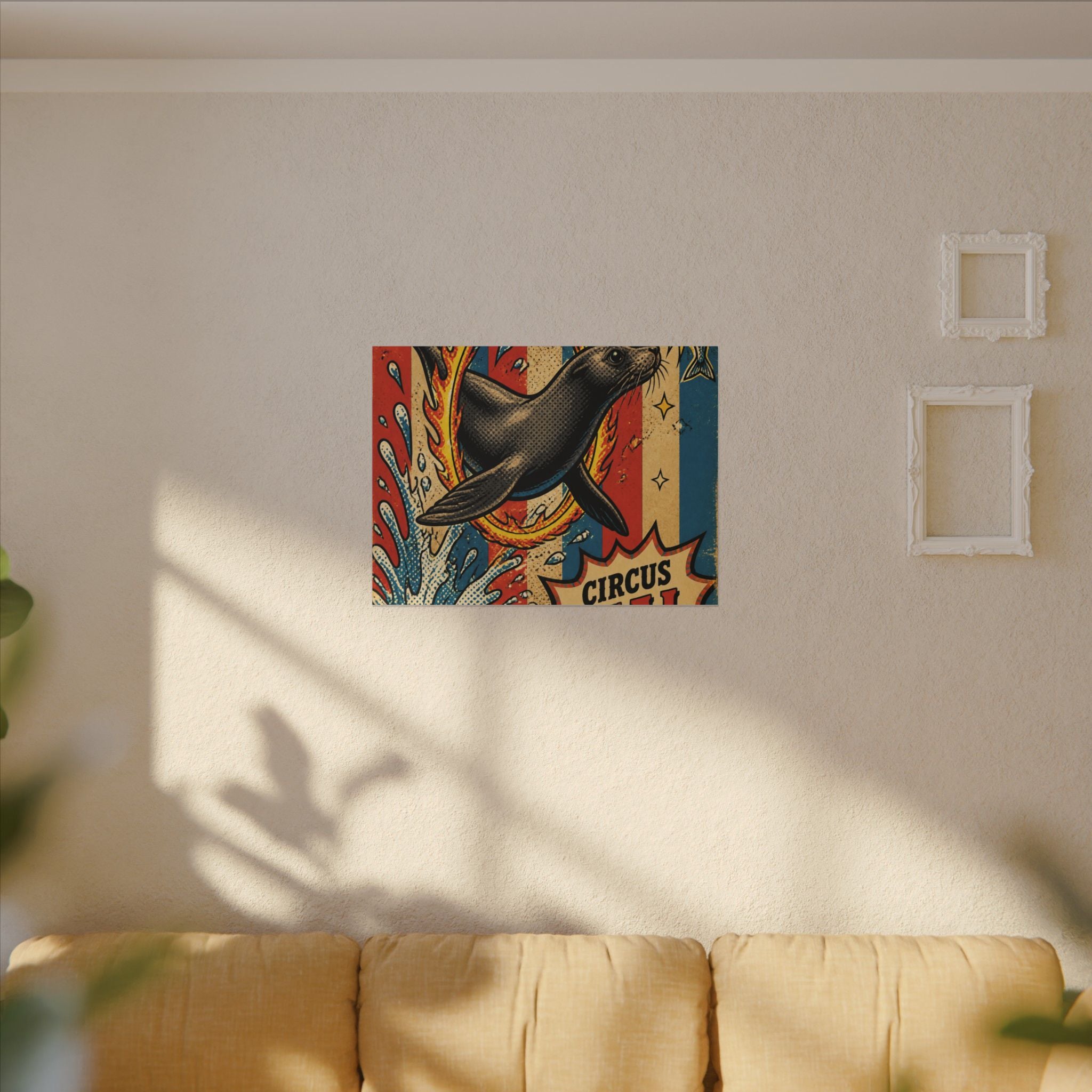 Seal Fire Hoop Wall Art Canvas 16×20 Pop Art Living Room Decor Maximalist Print