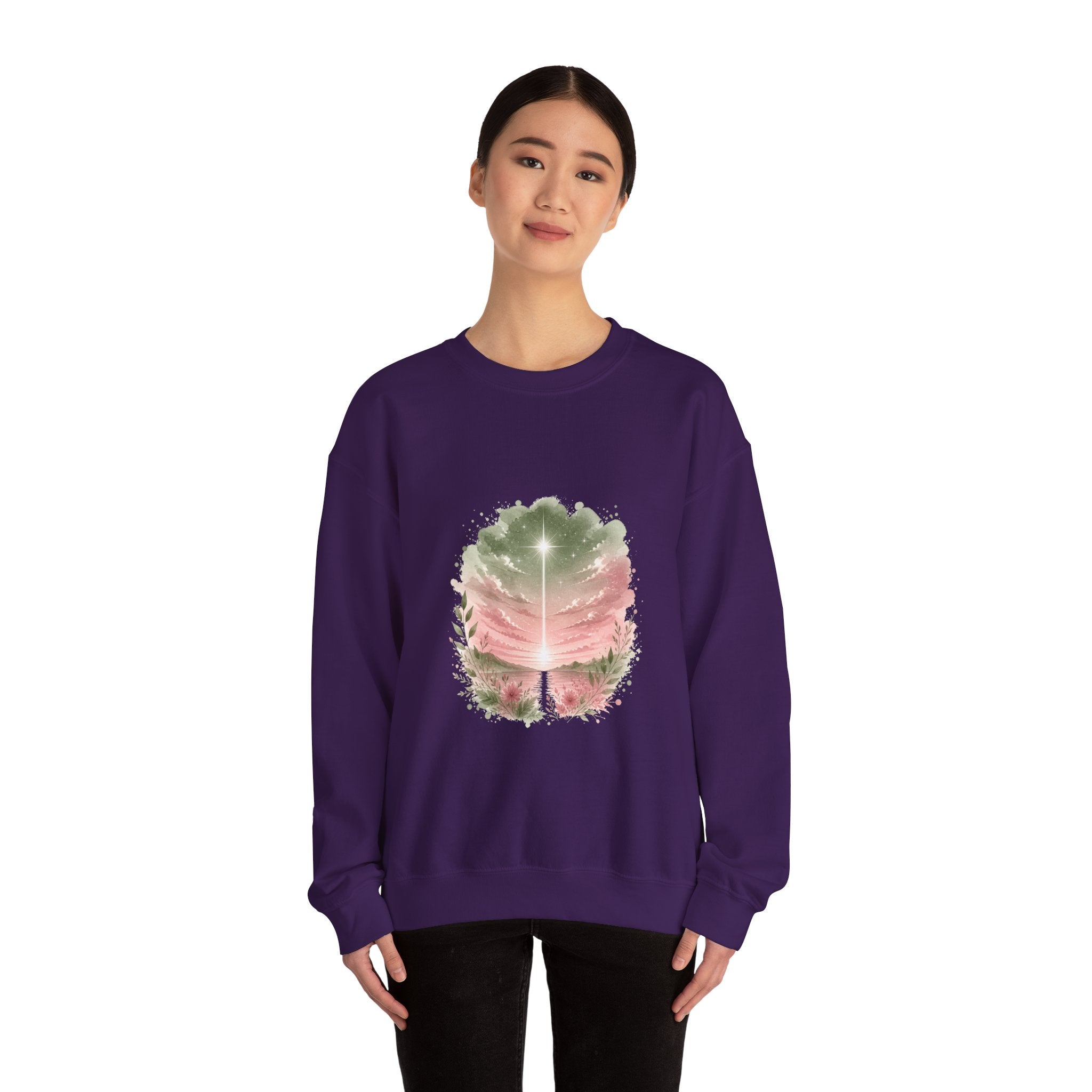 Matching Couple Sweatshirt - Evening & Morning Star Matching Couple Comfort Colors Crew Watercolor Art His Hers Birthday Gift - Design A