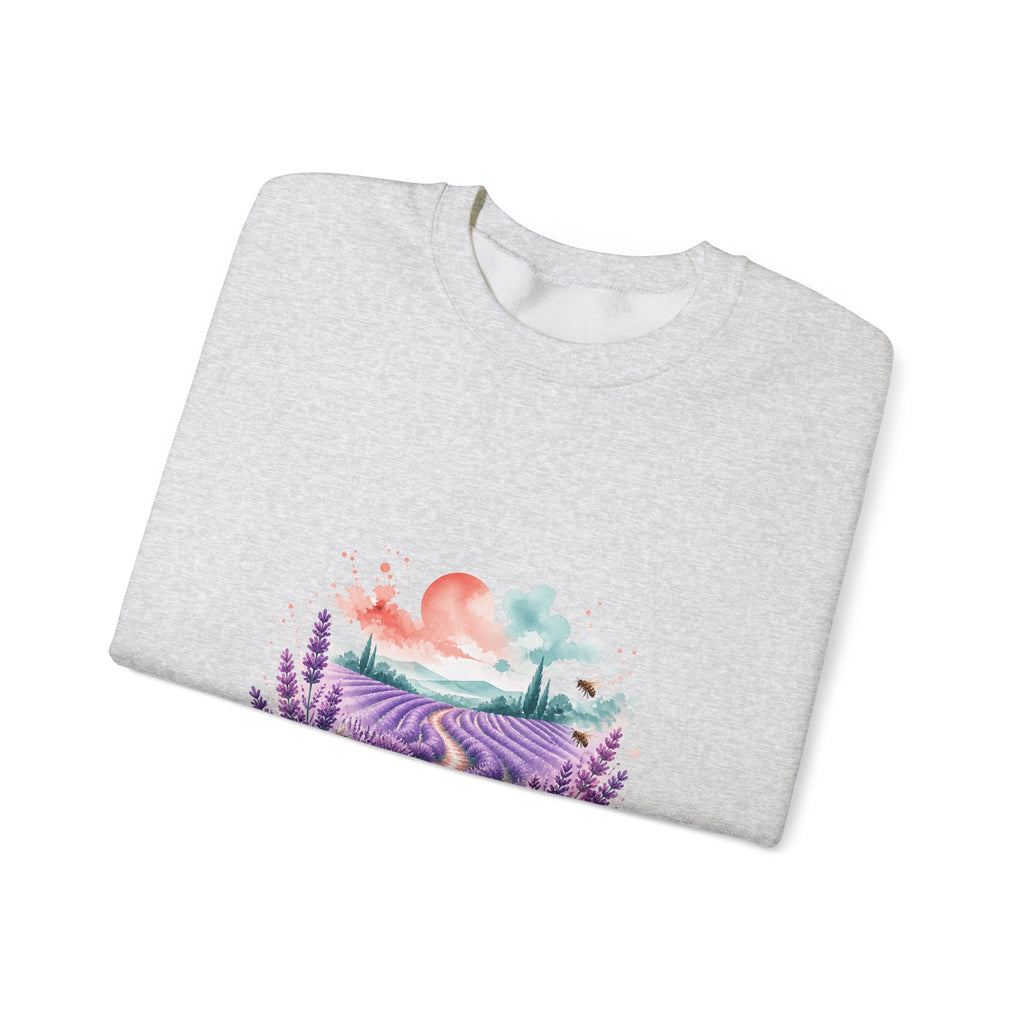 Matching Couple Sweatshirt - Lavender Fields & Canyon Matching Couple Comfort Colors Crew Watercolor Art His Hers Birthday Gift - Design A