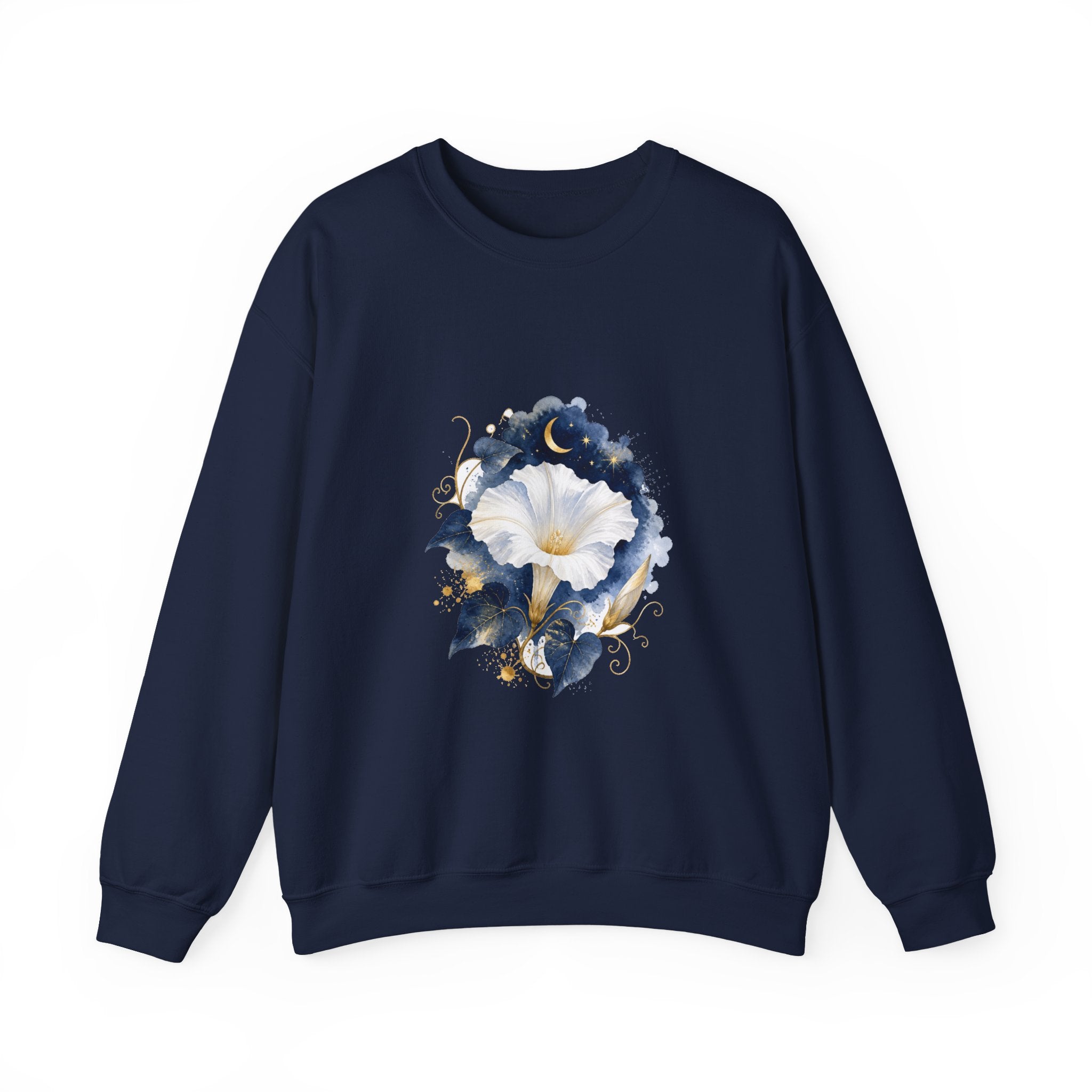 Matching Couple Sweatshirt - Sunflower & Moonflower Matching Couple Premium Fleece Sweatshirt Watercolor Art His Hers Birthday Gift - Design B