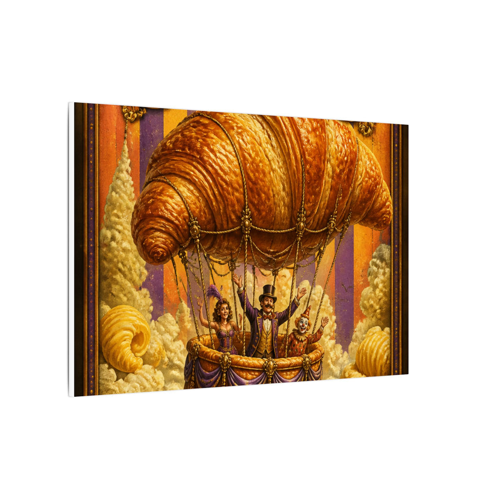 Croissant Hot Air Balloon Wall Art Canvas 16×20 Baroque Home Office Decor Maximalist Print