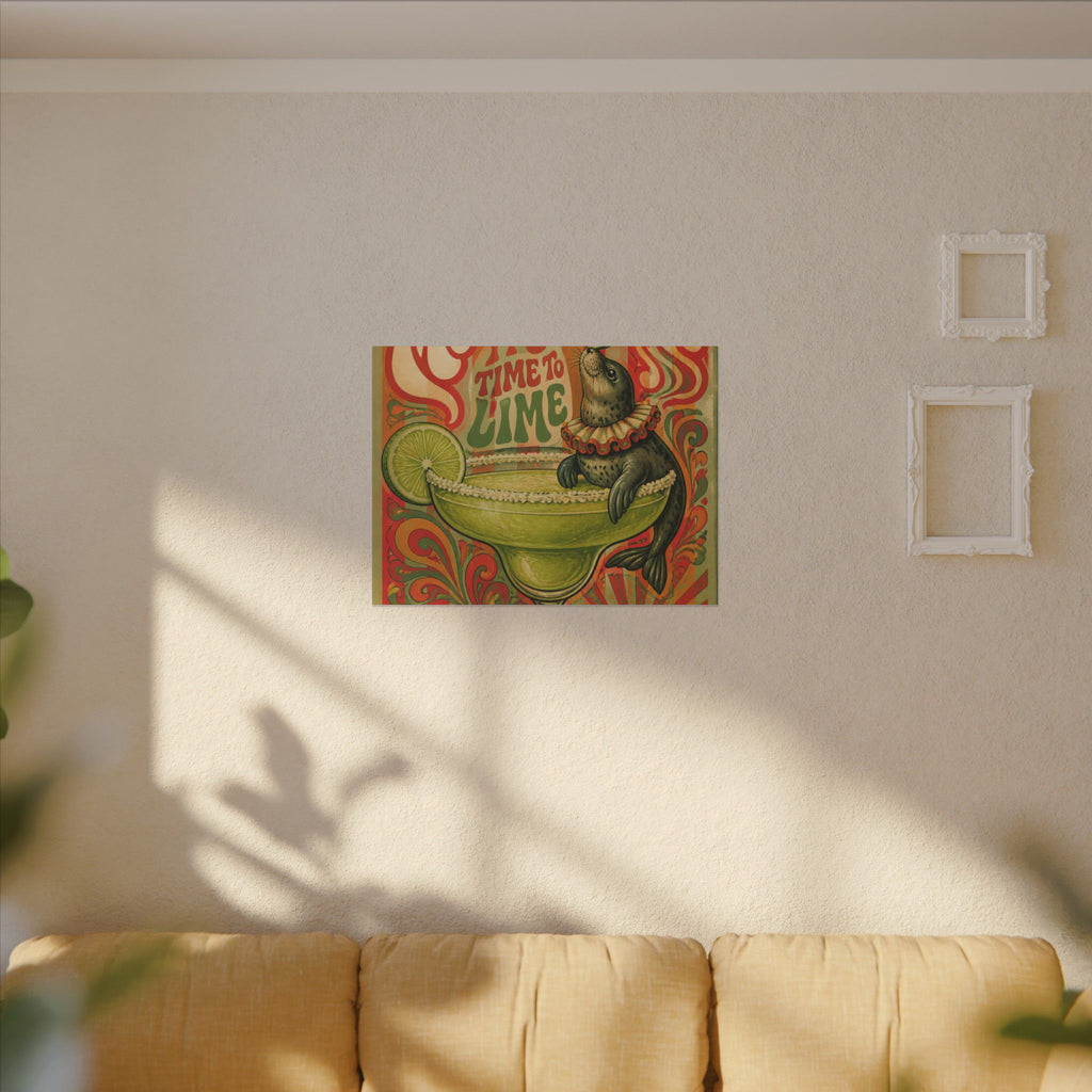 Margarita Balancing Seal Wall Art Canvas 16×20 Psychedelic Cafe Decor Maximalist Print