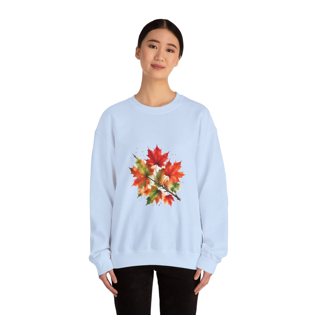 Matching Couple Sweatshirt - Cherry Blossom & Maple Leaf Matching Couple Comfort Colors Crew Watercolor Art His Hers Birthday Gift - Design B