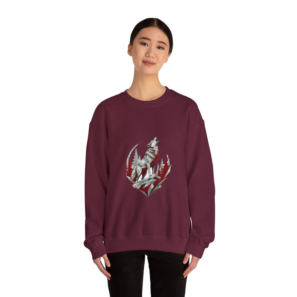Matching Couple Sweatshirt - Wolf & Dove Matching Couple Premium Fleece Sweatshirt Geometric Art His Hers Love Gift - Design A