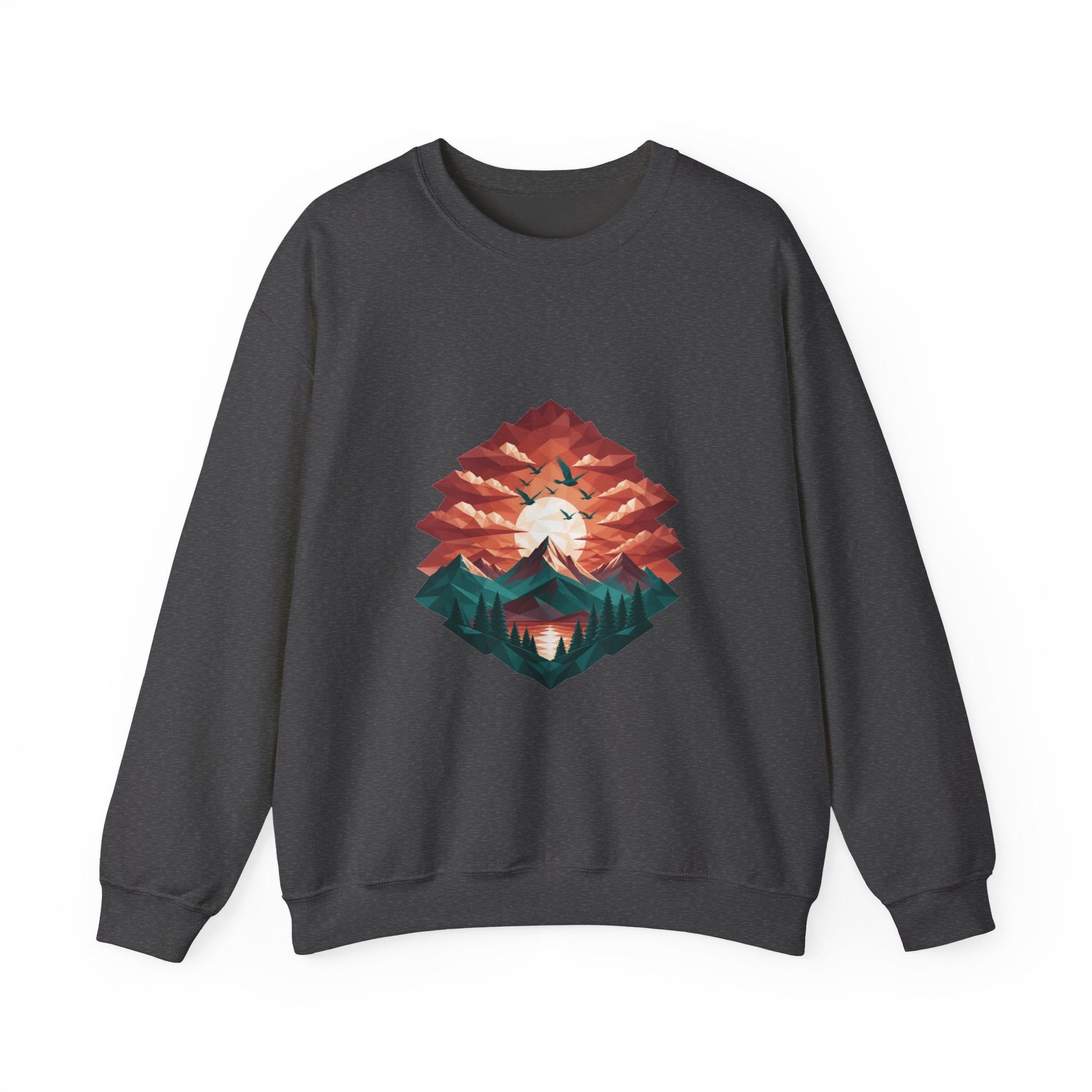 Matching Couple Sweatshirt - Sunrise & Sunset Matching Couple Premium Fleece Sweatshirt Geometric Art His Hers Love Gift - Design B