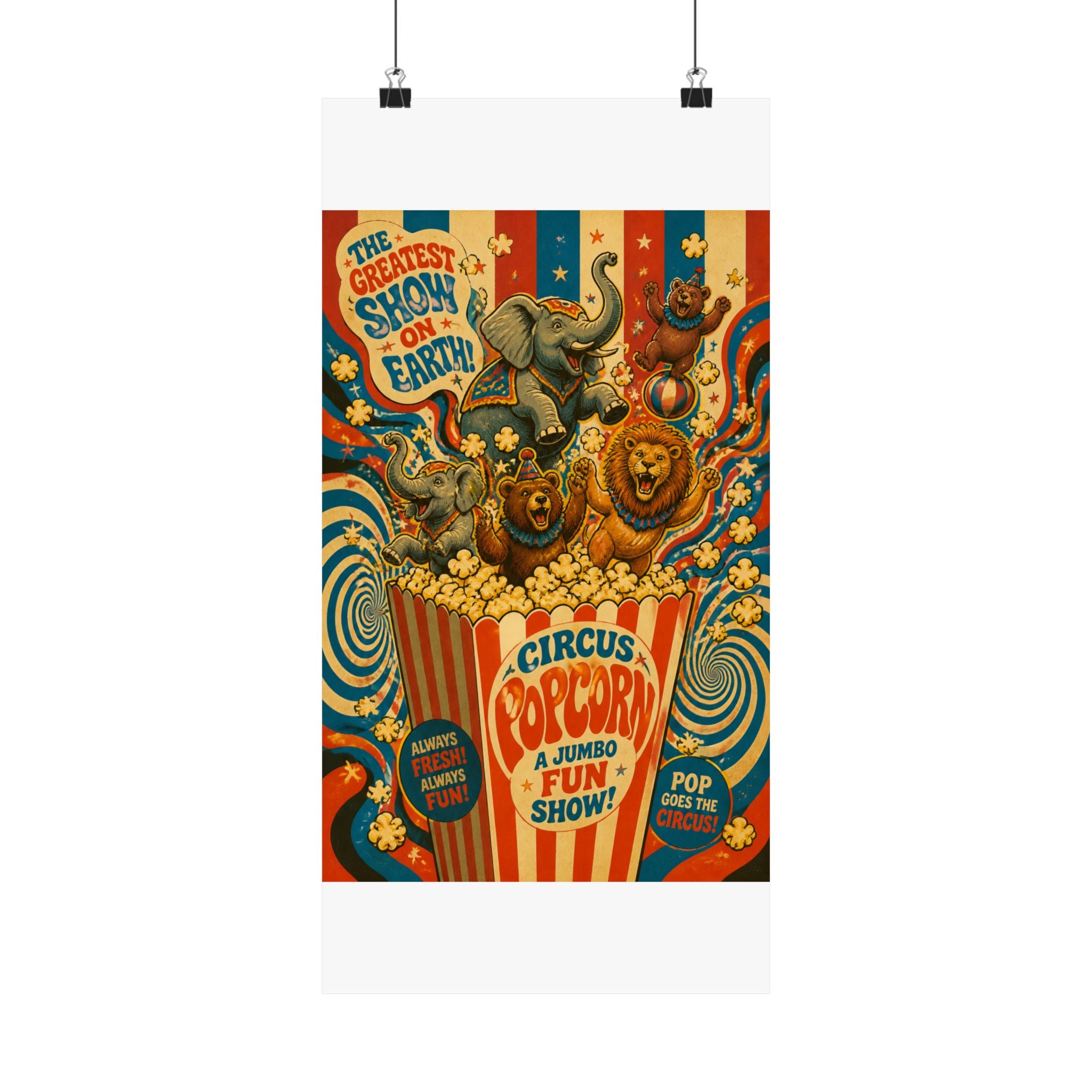 Popcorn Box Animals Wall Art Poster 24×36 Psychedelic Dining Room Decor Maximalist Print