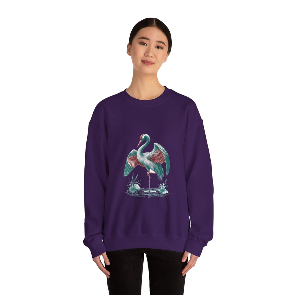 Matching Couple Sweatshirt - Tiger & Crane Matching Couple Crewneck Sweatshirt Vintage Art His Hers Wedding Gift - Design B