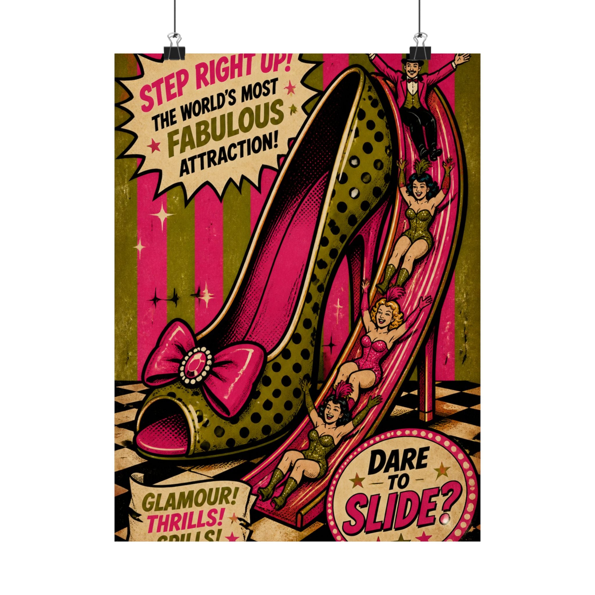 High Heel Slide Wall Art Poster 24×36 Pop Art Restaurant Decor Maximalist Print