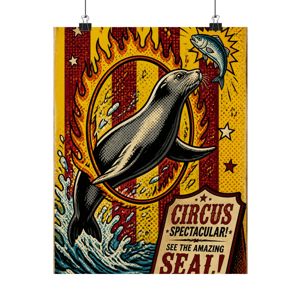 Seal Fire Hoop Wall Art Poster 18×24 Pop Art Living Room Decor Maximalist Print