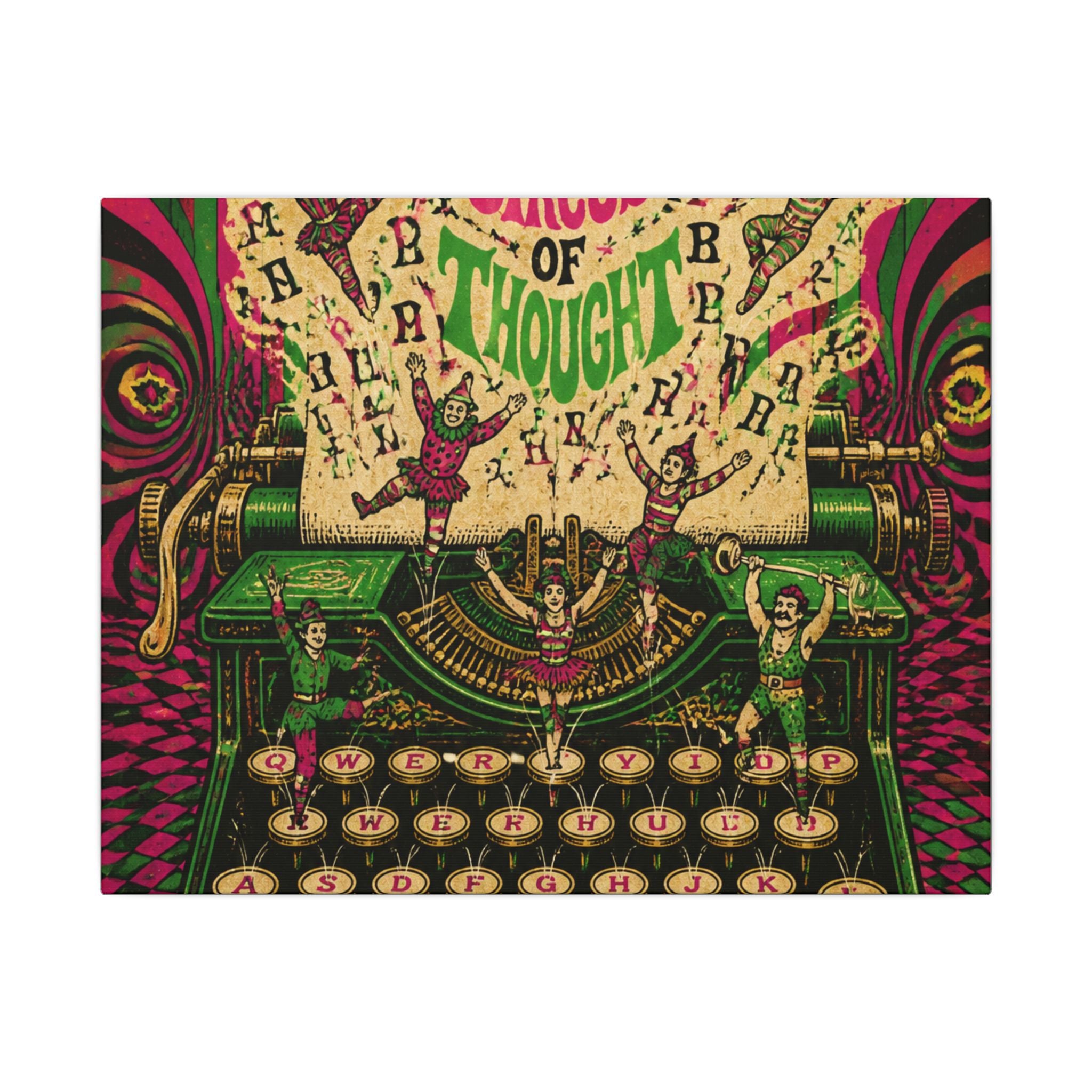 Typewriter Flying Letters Wall Art Canvas 24×36 Psychedelic Dining Room Decor Maximalist Print