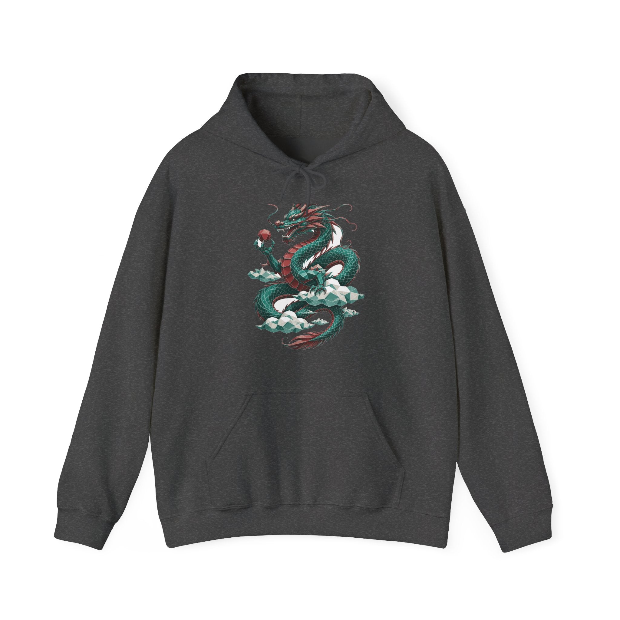 Matching Couple Sweatshirt - Dragon & Phoenix Matching Couple Hooded Sweatshirt Geometric Art His Hers Couple Gift - Design A