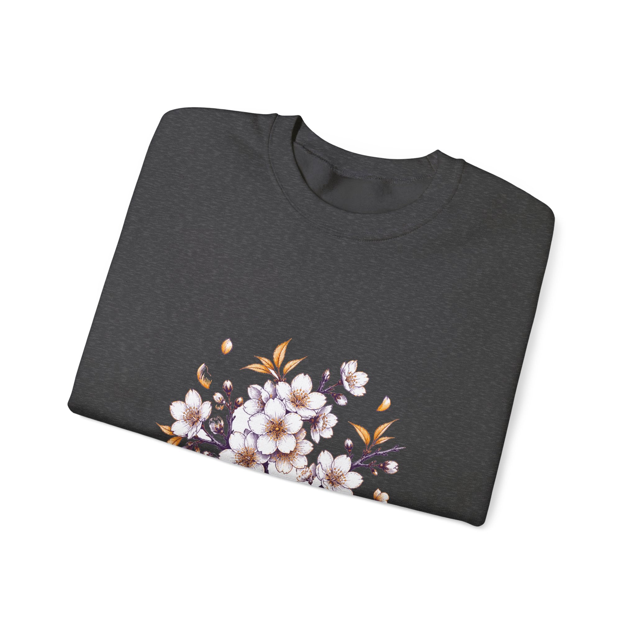Matching Couple Sweatshirt - Cherry Blossom & Maple Leaf Matching Couple Comfort Colors Crew Hand-Drawn Art His Hers Anniversary Gift - Design A