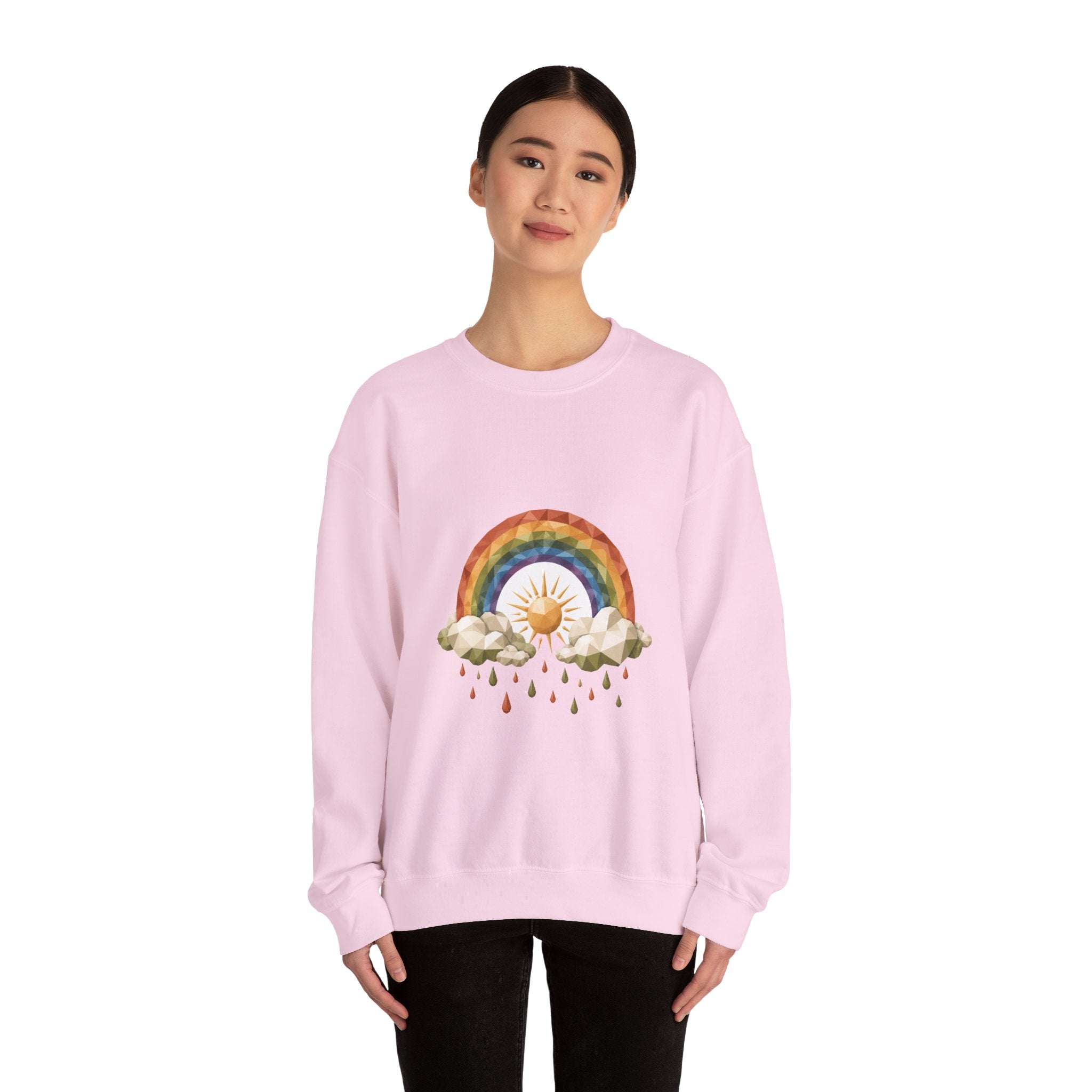 Matching Couple Sweatshirt - Storm & Rainbow Matching Couple Premium Fleece Sweatshirt Geometric Art His Hers Love Gift - Design B