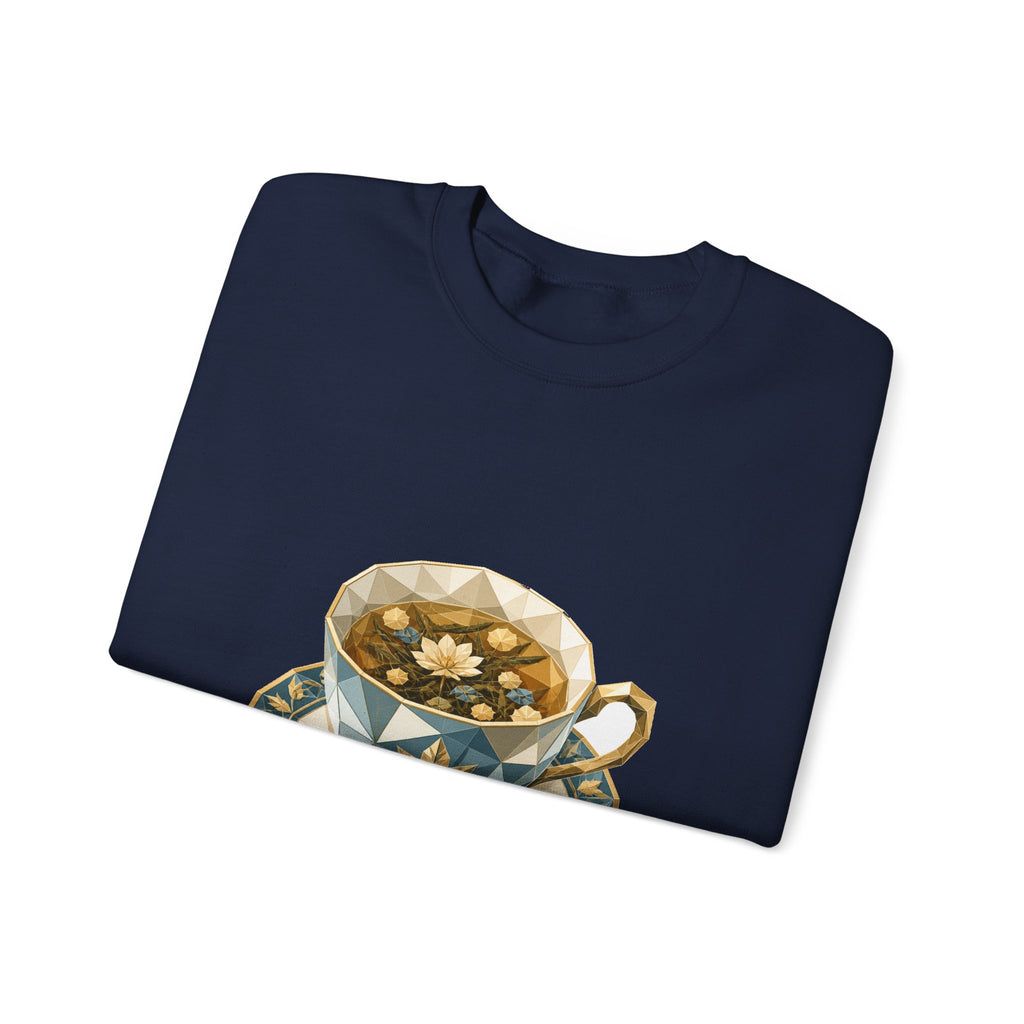Matching Couple Sweatshirt - Coffee & Tea Matching Couple Premium Fleece Sweatshirt Geometric Art His Hers Love Gift - Design B
