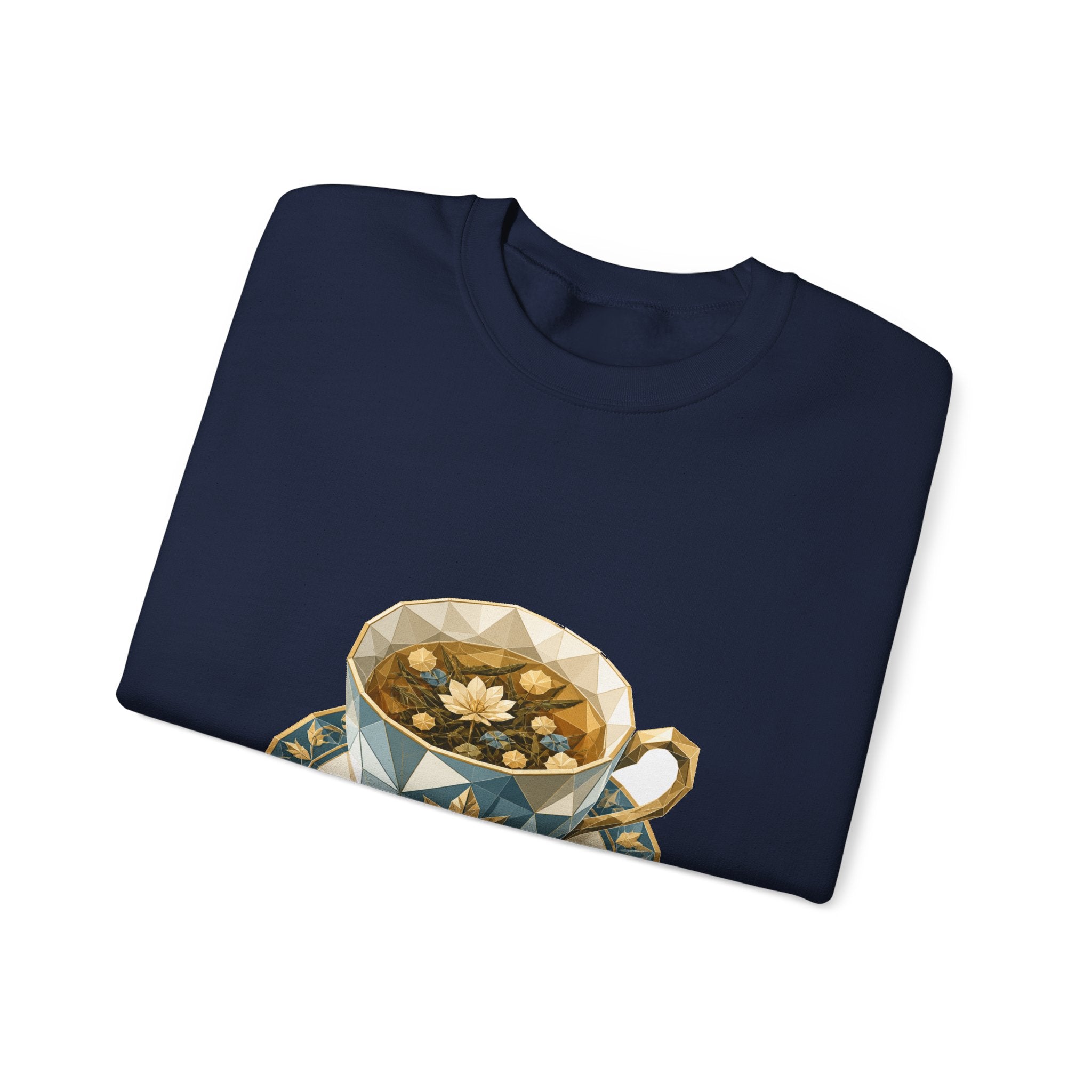 Matching Couple Sweatshirt - Coffee & Tea Matching Couple Premium Fleece Sweatshirt Geometric Art His Hers Love Gift - Design B
