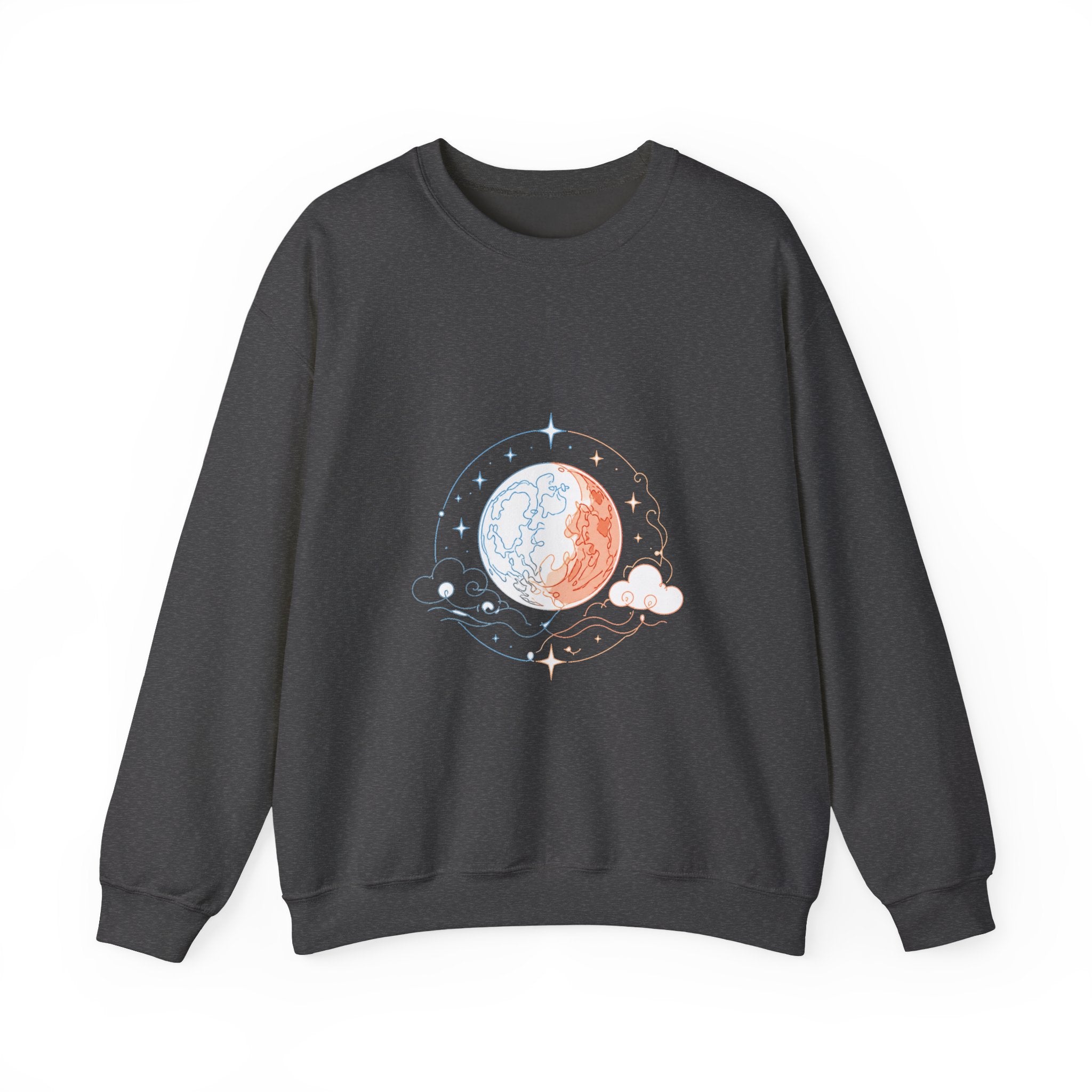 Matching Couple Sweatshirt - Solar & Lunar Eclipse Matching Couple Crewneck Sweatshirt Minimalist Art His Hers Valentine Gift - Design B