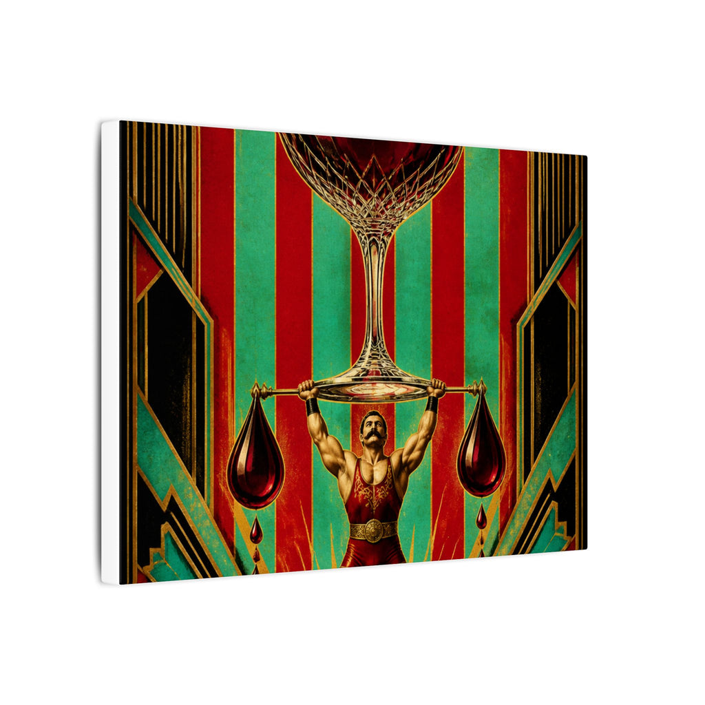 Wine Glass Strongman Wall Art Canvas 24×36 Art Deco Bar Area Decor Maximalist Print