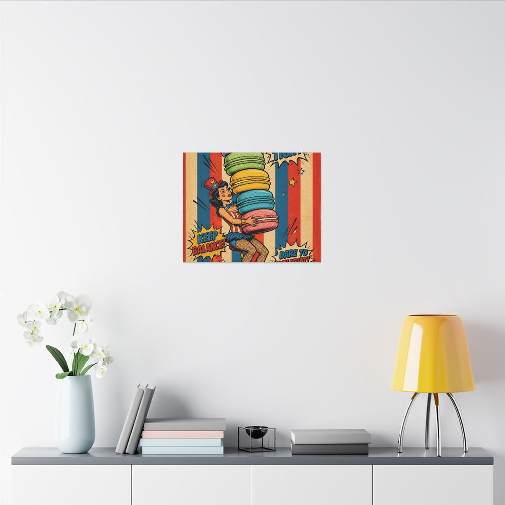 Macaron Balancing Tower Wall Art Canvas 24×36 Pop Art Restaurant Decor Maximalist Print