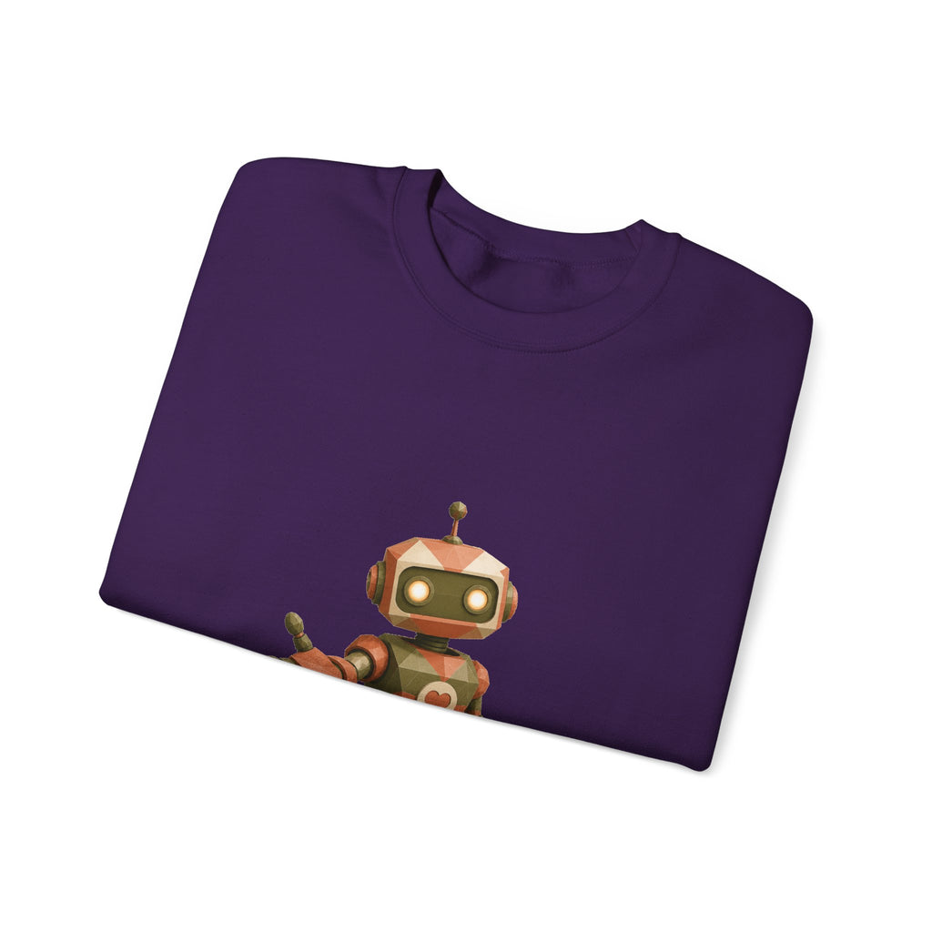 Matching Couple Sweatshirt - Robot & Heart Matching Couple Crewneck Sweatshirt Geometric Art His Hers Couple Gift - Design A