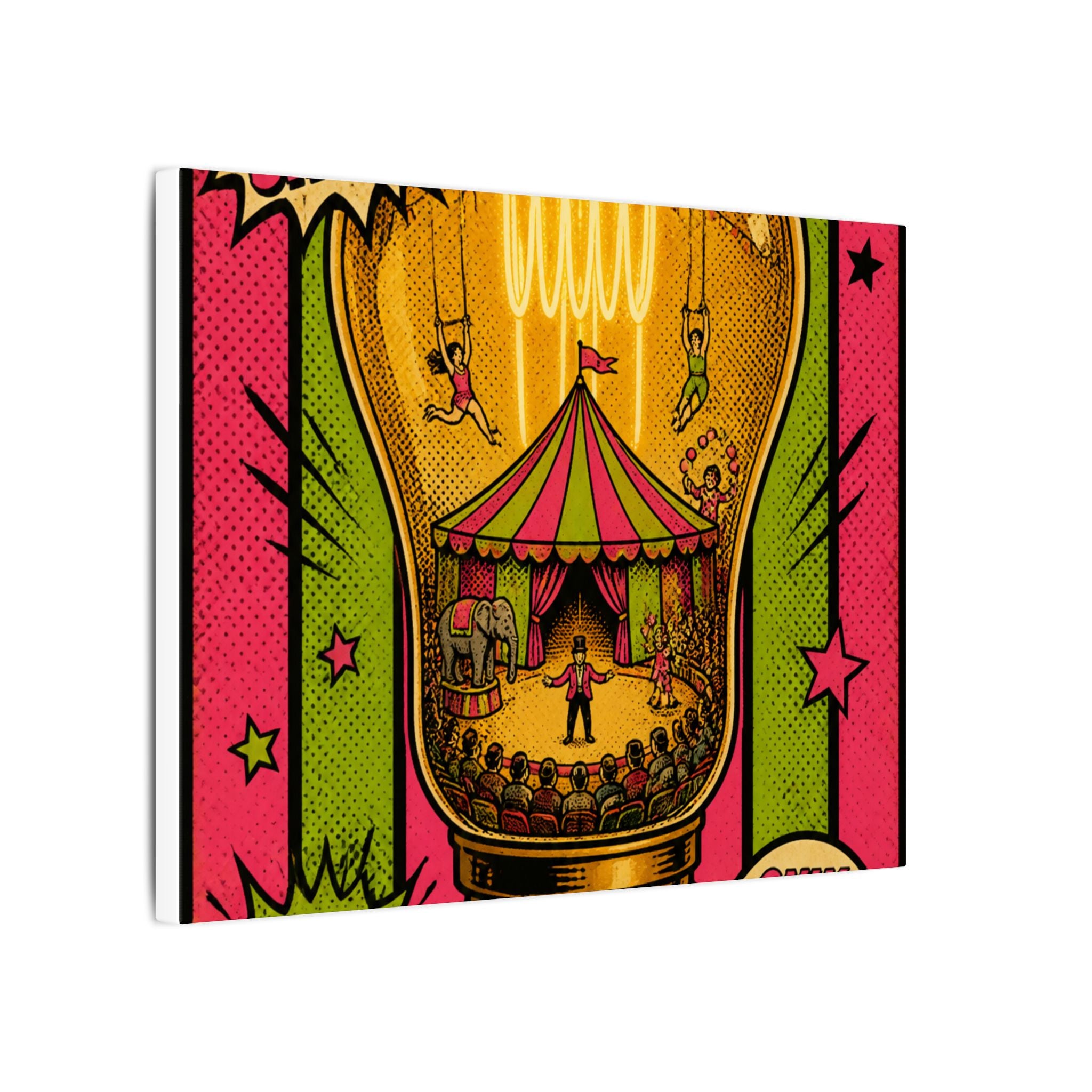Light Bulb Circus Wall Art Canvas 16×20 Pop Art Living Room Decor Maximalist Print